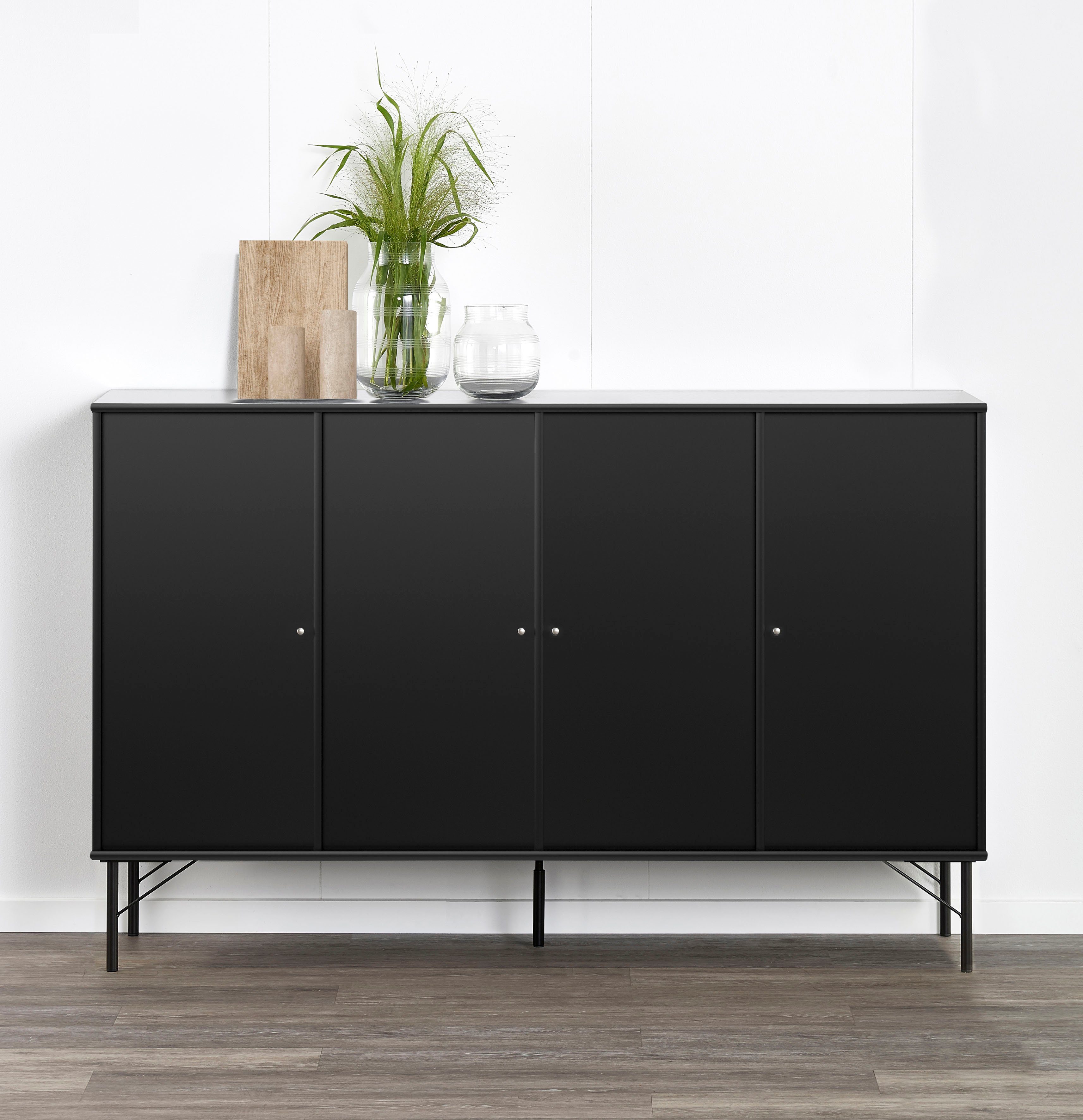 Hammel Furniture Sideboard Mistral Kubus, mit vier Türen und Metall Füße,  Breite: 136 cm