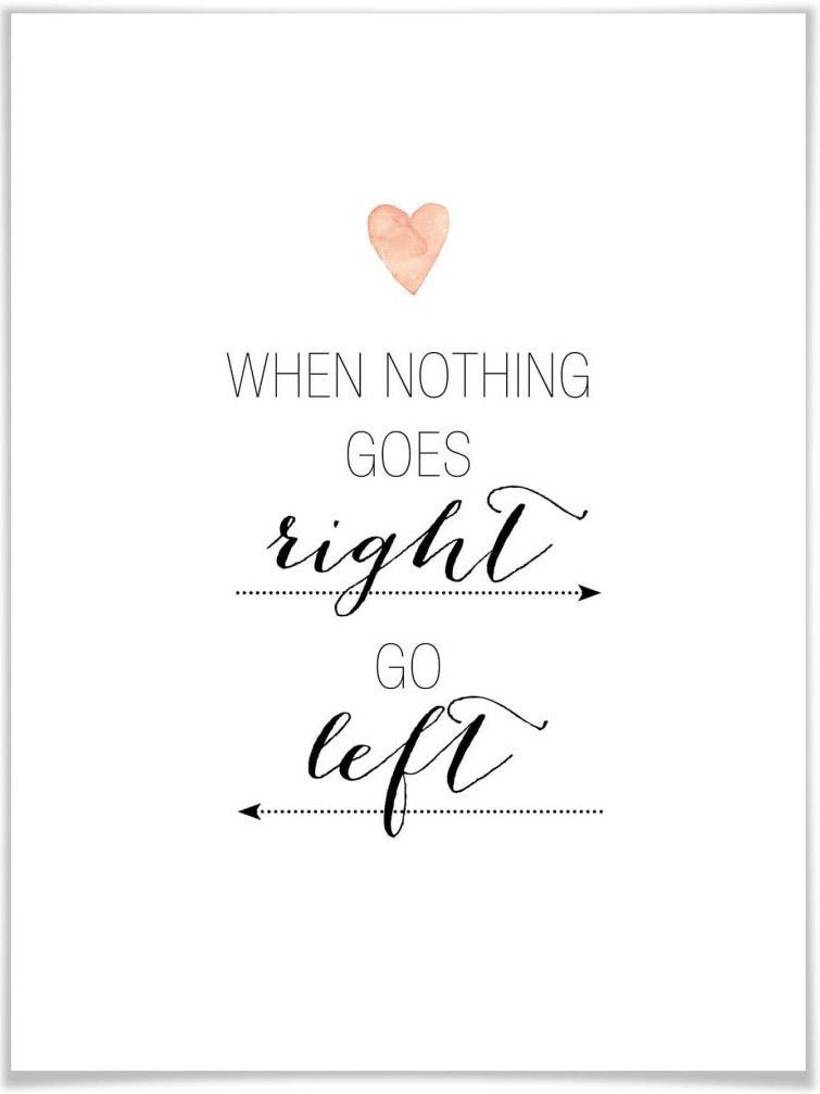 Wall-Art Poster When nothing goes right, Schriftzug (1 St), Poster, Wandbild, Bild, Wandposter | Poster