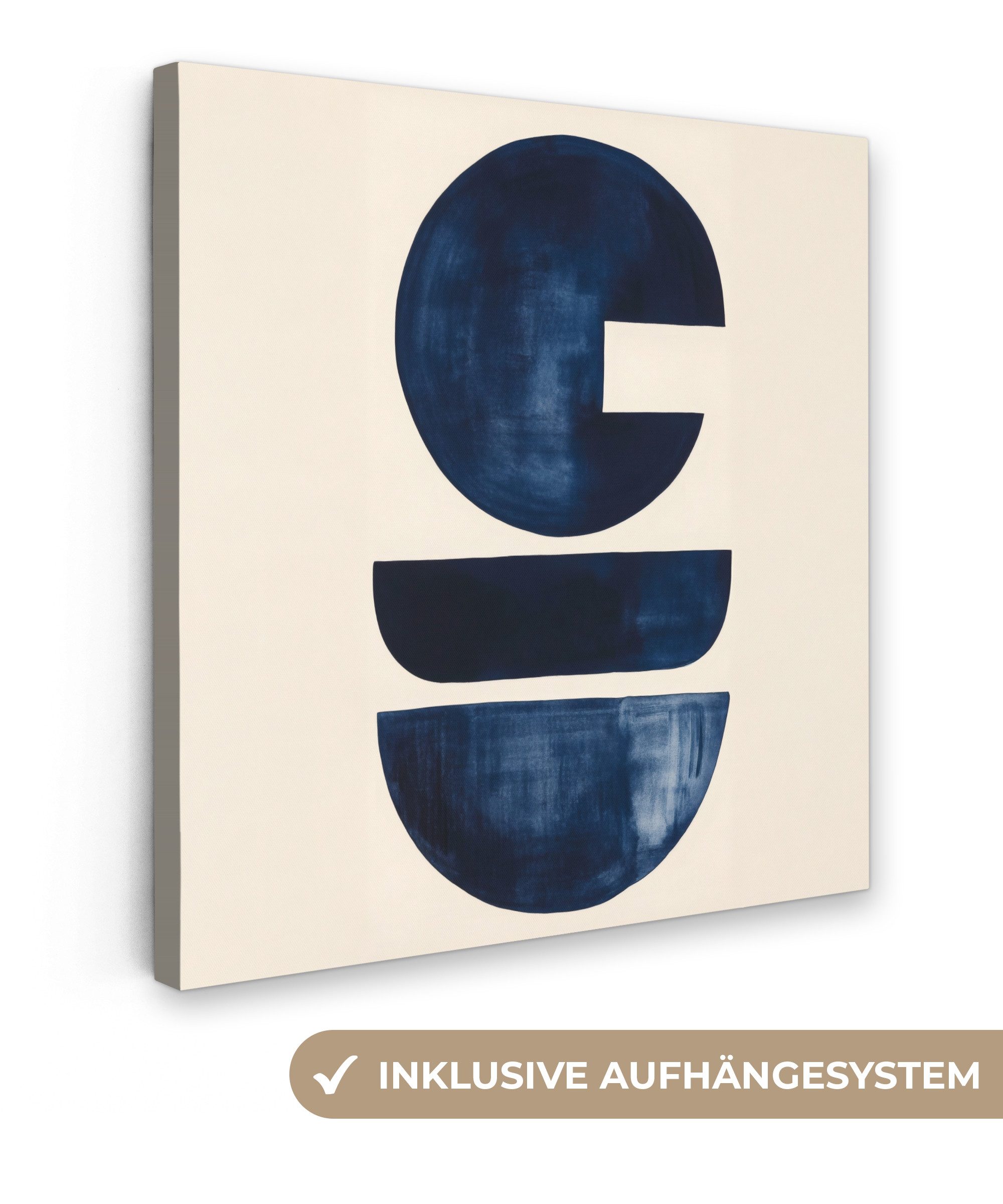 OneMillionCanvasses® Leinwandbild Formen - Blau - Abstrakt, Fotodruck (1 St), Wandbild, Deko Schlafzimmer Wohnzimmer Flur 20x20 cm