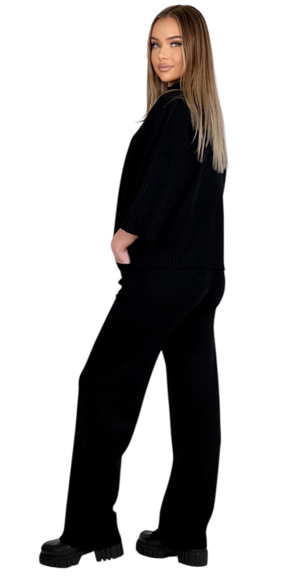 Mississhop Strickhose Damen Strick Zweiteiler – Pullover mit Hose, weicher Stoff M.412 – Bild 5 von 5