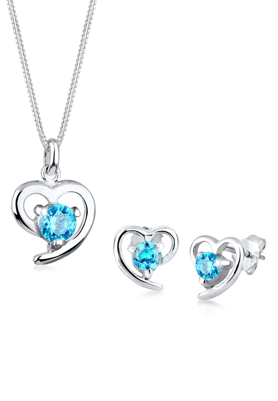 Elli Schmuckset Herz Zirkonia Weiß 925 günstig online kaufen