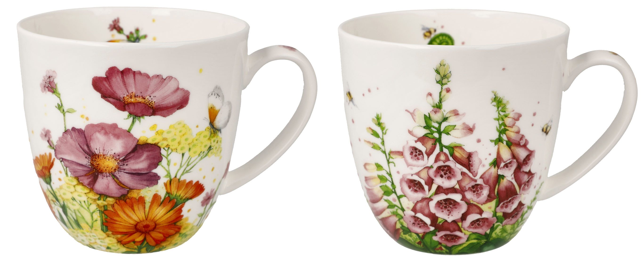 Dekomiro Becher Goebel 2teilig Tasse Set mit floralen Motiven rose, 2-tlg., Porzellan