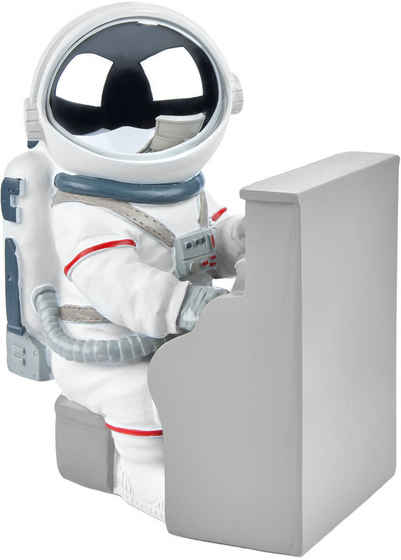 BRUBAKER Dekofigur Astronaut Klavierspieler - 16 cm Spaceman Weltraum Figur mit Klavier (Deko Skulptur für Musiker, 1 St., Dekoration - Weiß), Handbemalte moderne Raumfahrt Statue mit verchromtem Helm