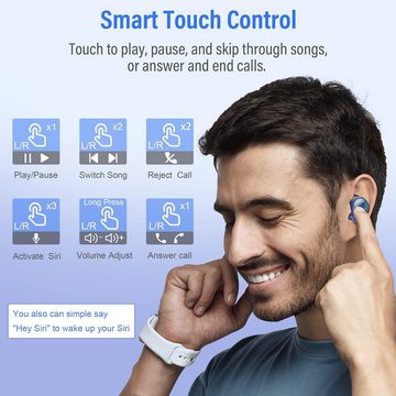 Esiposs Kabellos, Bluetooth 5.0 mit Mikrofon 156H Spielzeit mit USB-C LCD In-Ear-Kopfhörer (Ergonomisches Design für ein angenehmes Tragegefühl den ganzen Tag über, Stereo Sound IPX7 Wasserdicht Ohrhöre for iPhone Samsung Android)