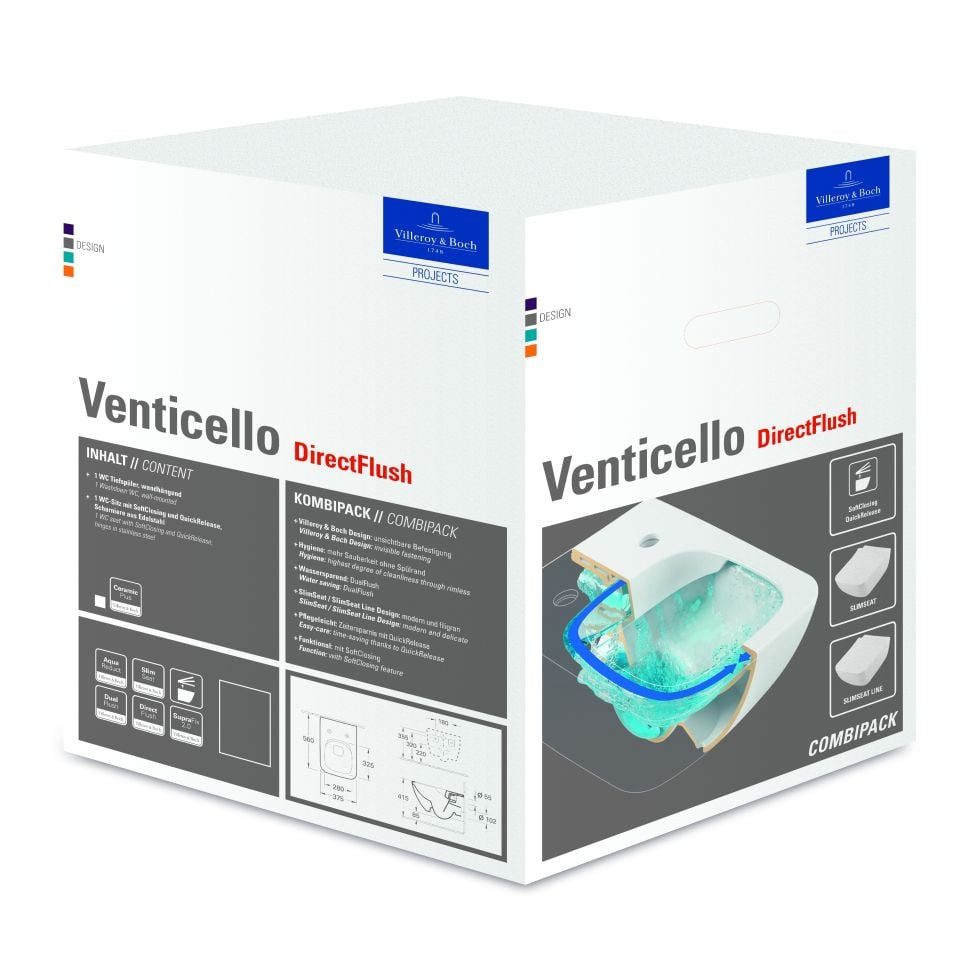 Villeroy & Boch Tiefspül-WC Villeroy & Boch Wand-Tiefspül WC Venticello günstig online kaufen