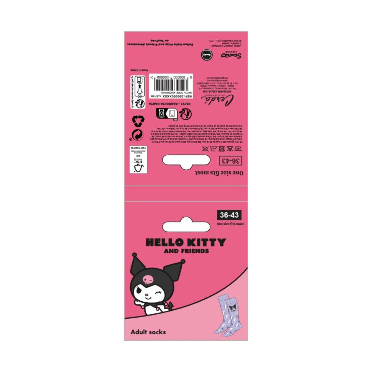 Hello Kitty Socken Kuromi Erwachsenen Socken Lifestyle Design Größe 36-43