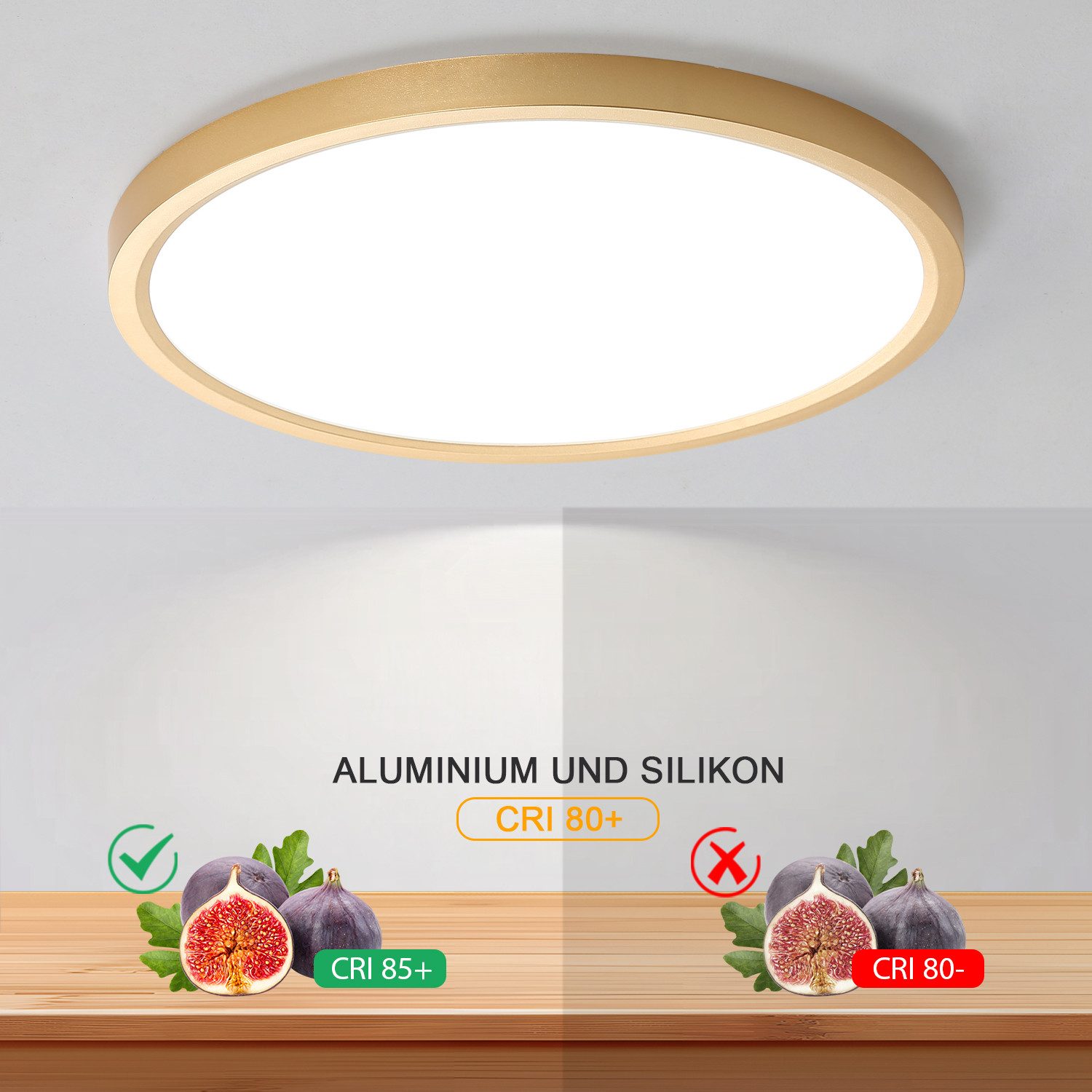 JDONG LED Deckenleuchte Flach Rund Ø23CM/30CM/40CM/50CM/60CM Deckenlampe, Rund Flach, 4000K Neutralweiß, Lamp für Wohnzimmer Schlafzimmer Küche Balkon Büro Flur