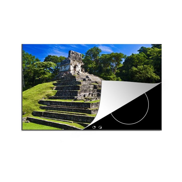 MuchoWow Herdblende-/Abdeckplatte Die antiken Ruinen des Tempels De La Cruz in Palenque Mexiko Vinyl (1 tlg) induktionskochfeld Schutz für die küche Ceranfeldabdeckung