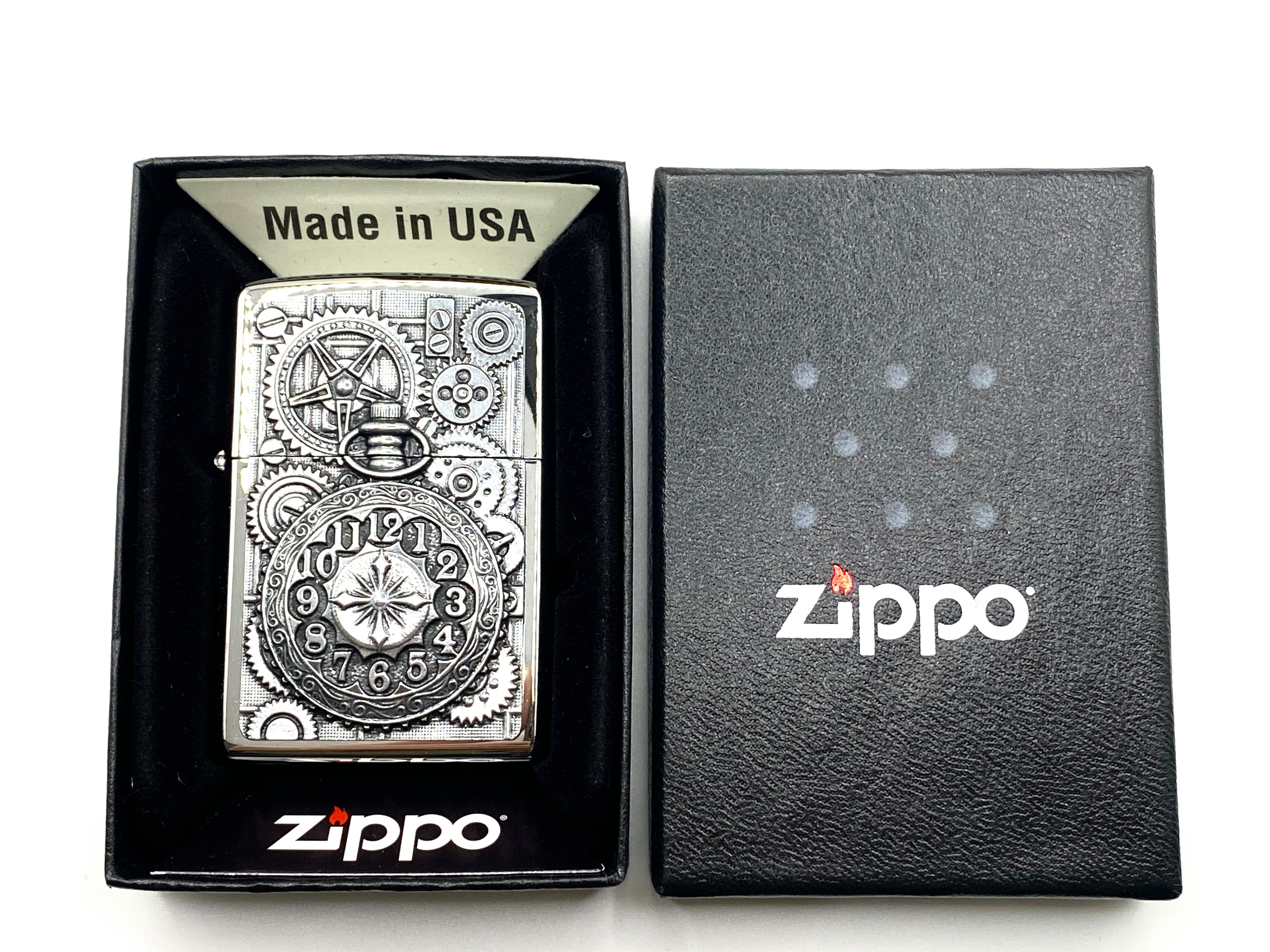 Zippo Feuerzeug Pocket Watch Taschenuhr chrom Sturmfeuerzeug inkl. 125ml Benzin, in einer Geschenkbox verpackt