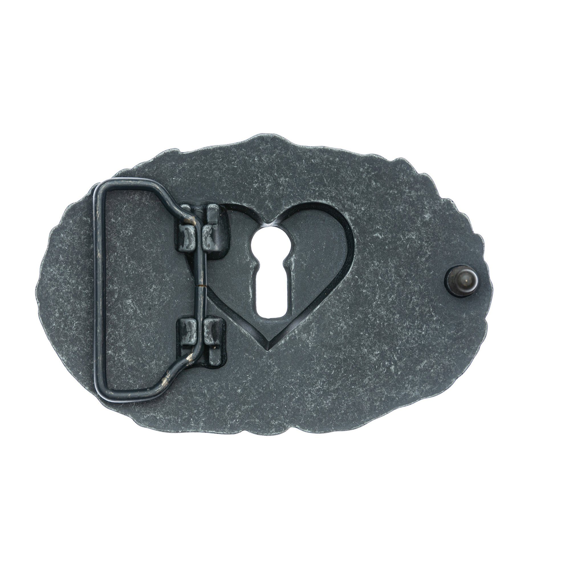 Cassandra Accessoires Gürtelschnalle Wechselschnalle Gürtelschließe Buckle "Herzenssache" mit Schlüssellochmotiv - 40mm