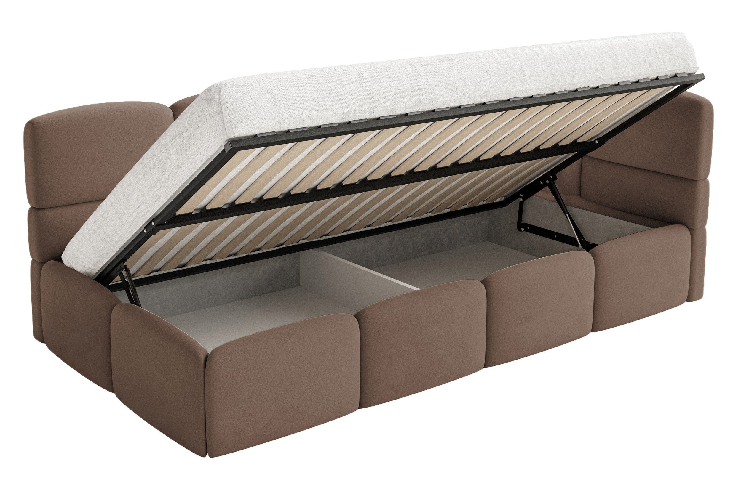 Selsey Kinderbett CLOUDY, Bettkasten, 2x Rausfallschutz, Samt wasserabweisend, 90 x 200 cm