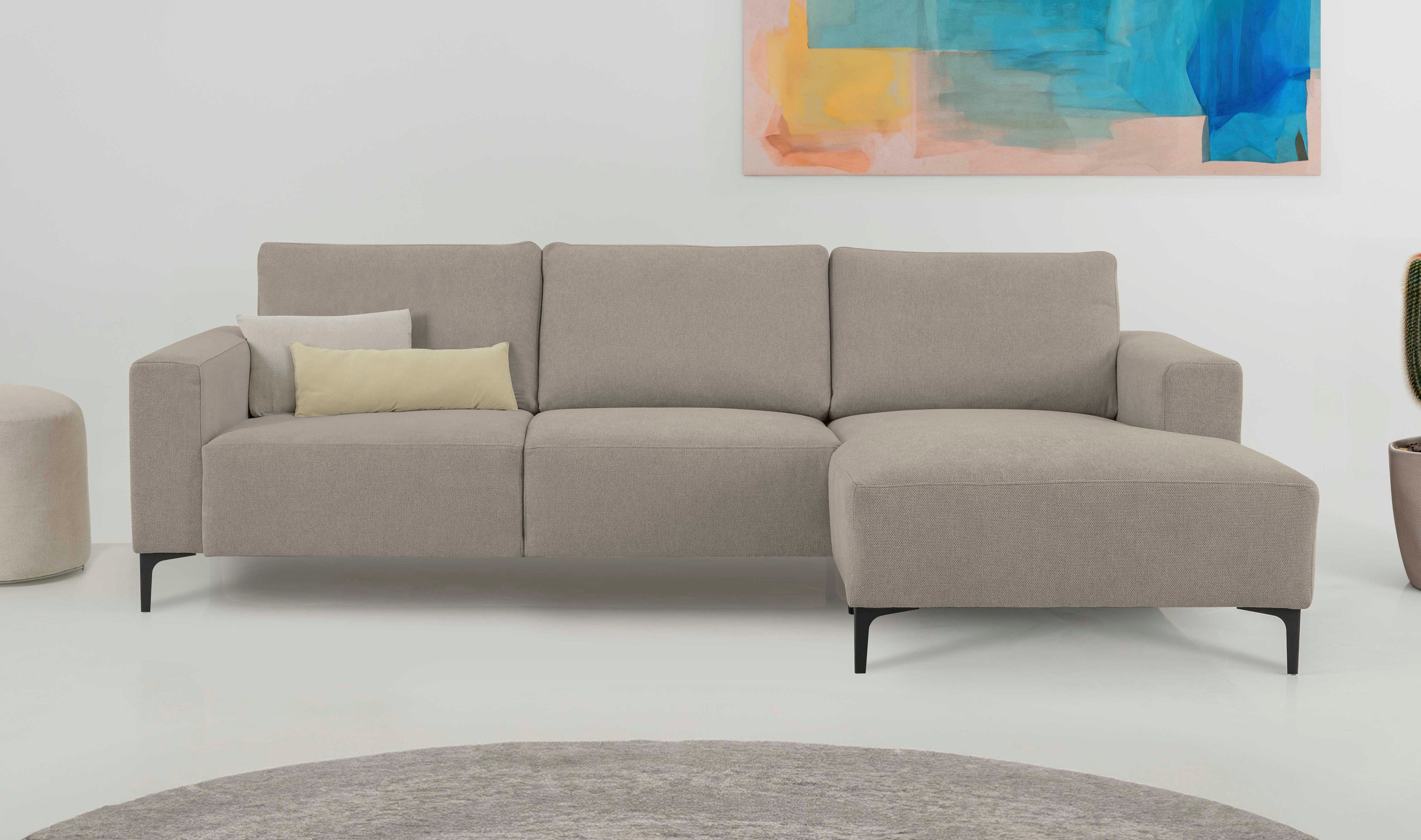 Home affaire Ecksofa Tournon, L-Form, Breite 262 cm, Webstoff, Chenille, Designsofa im nordischen Stil, Wellenunterfederung, Metallfüße
