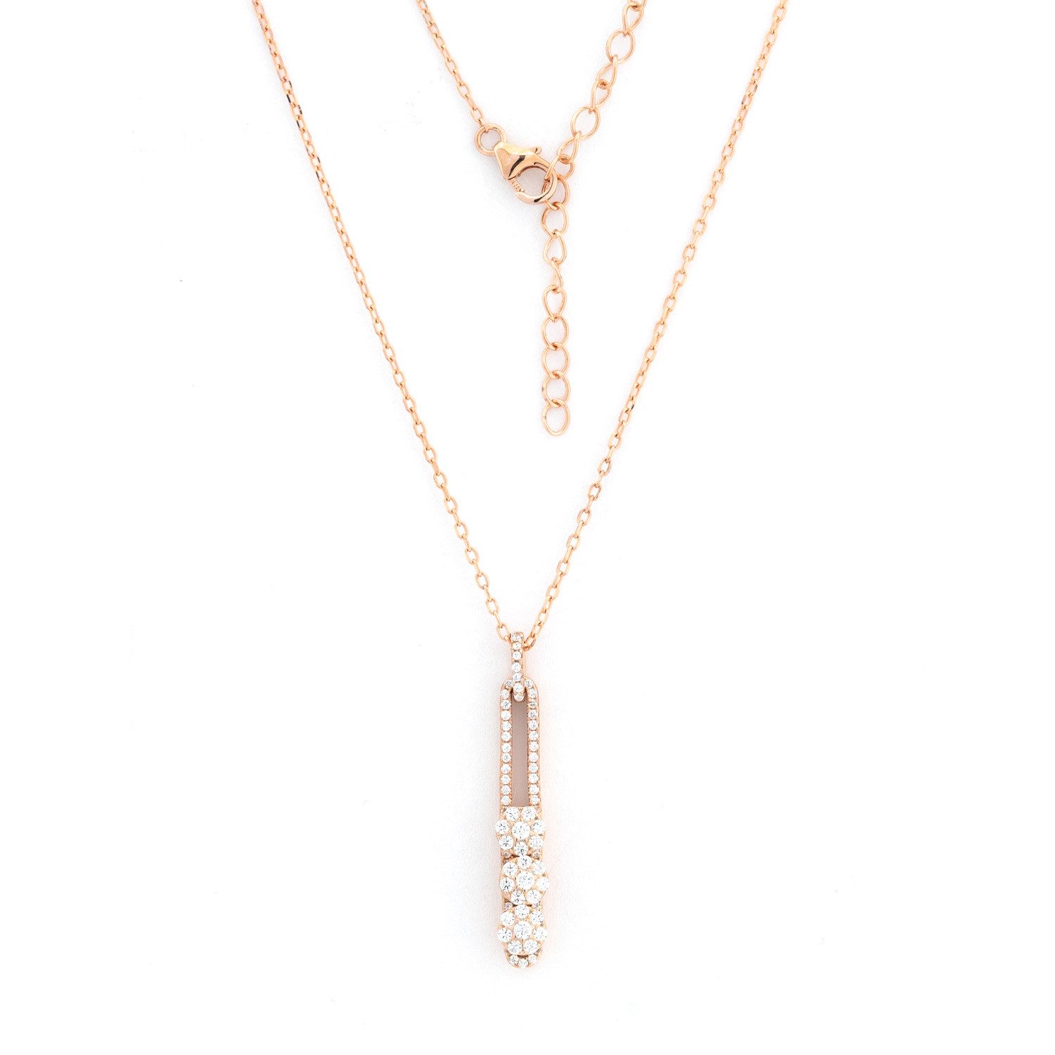 Golders Collier Damenkette aus 925 Sterlingsilber vergoldet (mit Anhänger und 3 verstellbaren Elementen aus Zirkonia, 1-tlg., Karabinerverschluss), Elegante Halskette 45cm+5cm Kettenlänge Perfektes Schmuck Geschenk