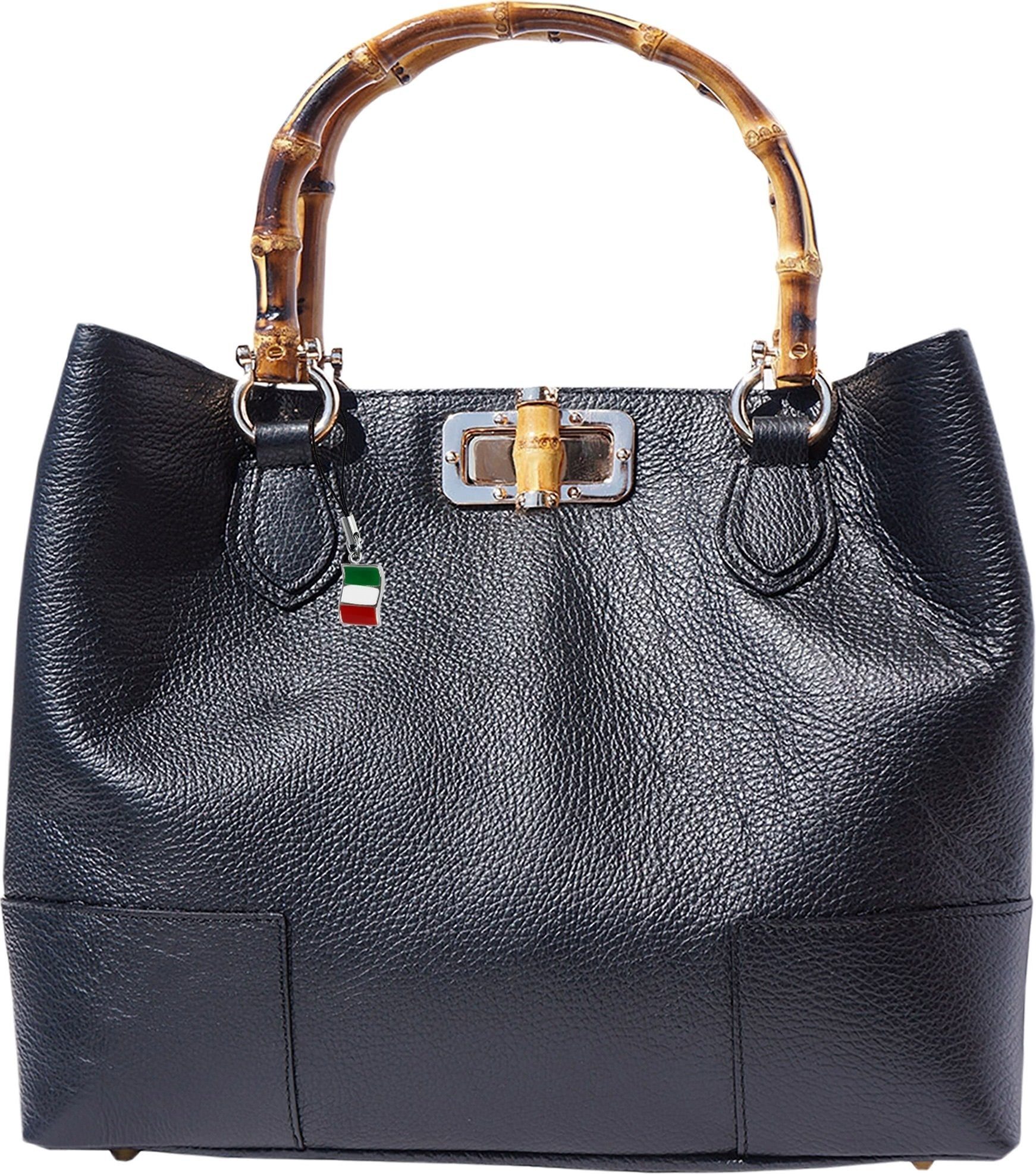 FLORENCE Umhängetasche Florence Echtleder Damen Umhängetasche (Henkeltasche), Damen Leder Henkeltasche, Umhängetasche, schwarz, braun ca. 36cm