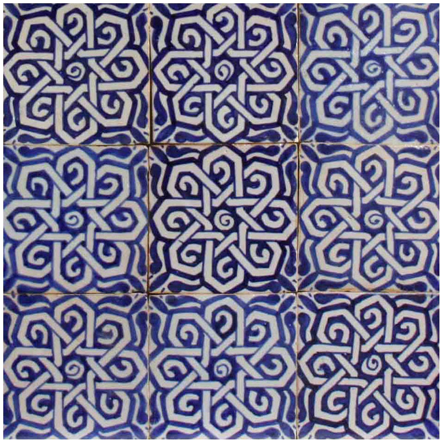 von Farah Weiß, Marokkanische Keramik bemalt, Casa Fliese 10x10 Wandfliese Kunsthandwerk und Hand kunstvoll Blau Marokko Moro aus cm FL7050