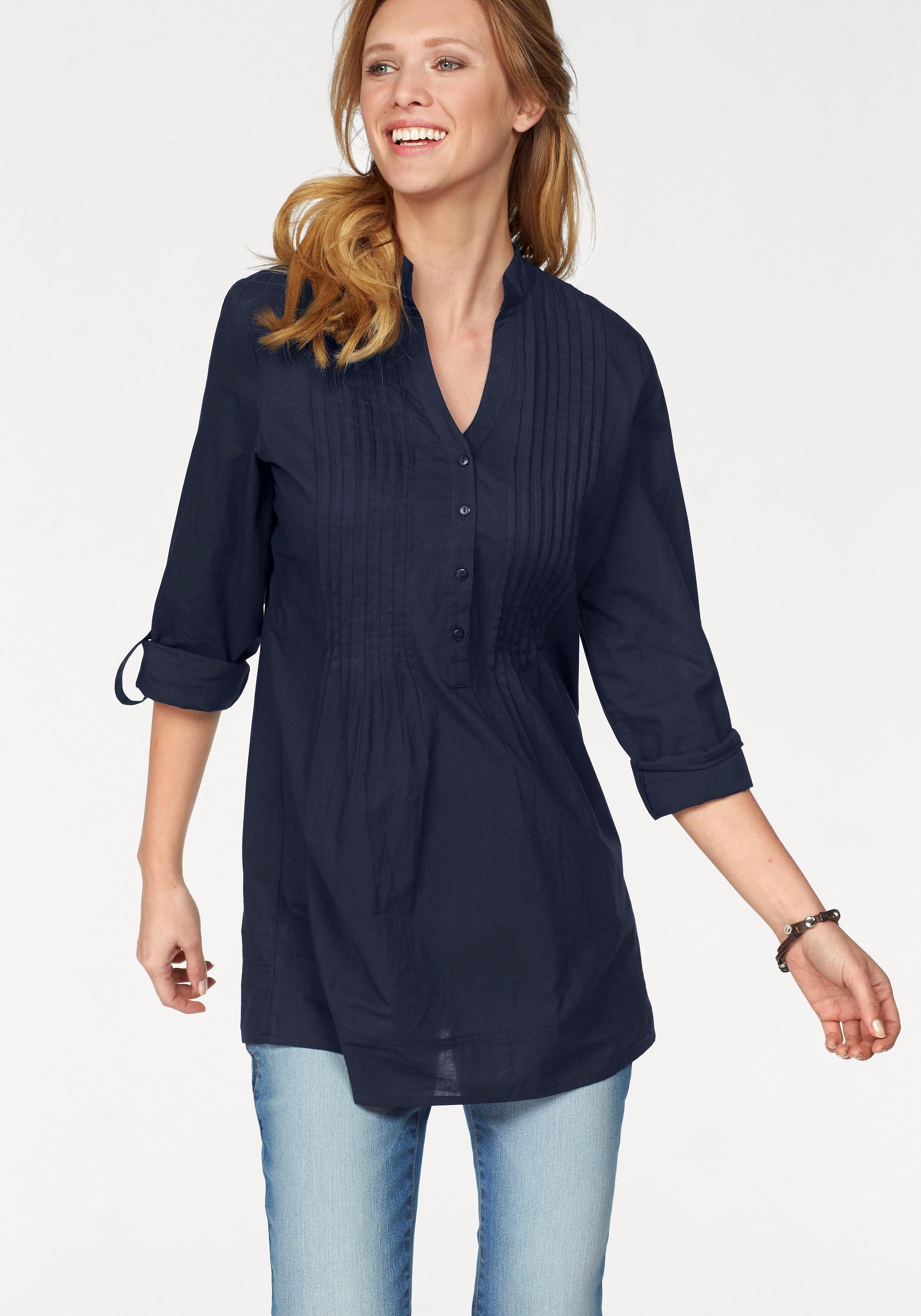 Aniston CASUAL Longbluse mit dekorativer Biesenverarbeitung marine