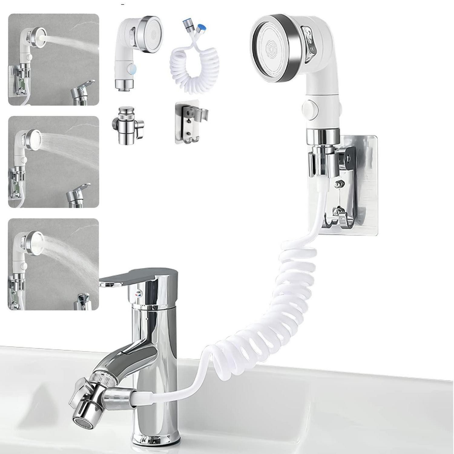 LuxusKollektion Waschbeckendusche Waschbeckenbrause Duschkopfhalter Wasserhahnverlängerung Weiß
