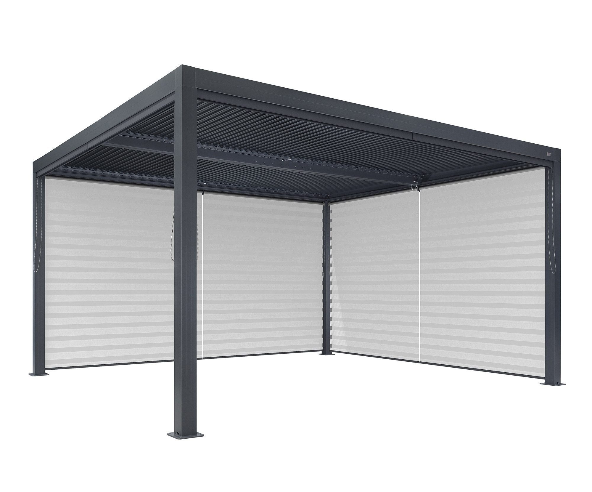 PURPLE LEAF Pergola Terrassenüberdachung mit Sonnenrollo, Gartenpavillon mit Lamellendach, (Komplettset, 1 Pergola + 2 Seitenrollos (Längs- & Schmalseite), Lamellendach verstellbar; inkl. Seitenrollo