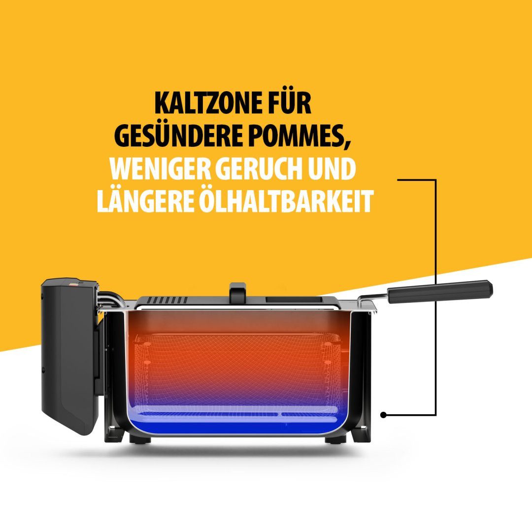 Tristar Fritteuse FR-9327, 2000 W, Edelstahl-Gehäuse, 3L, 190°C, Kaltzone, Cool-Touch-Gehäuse