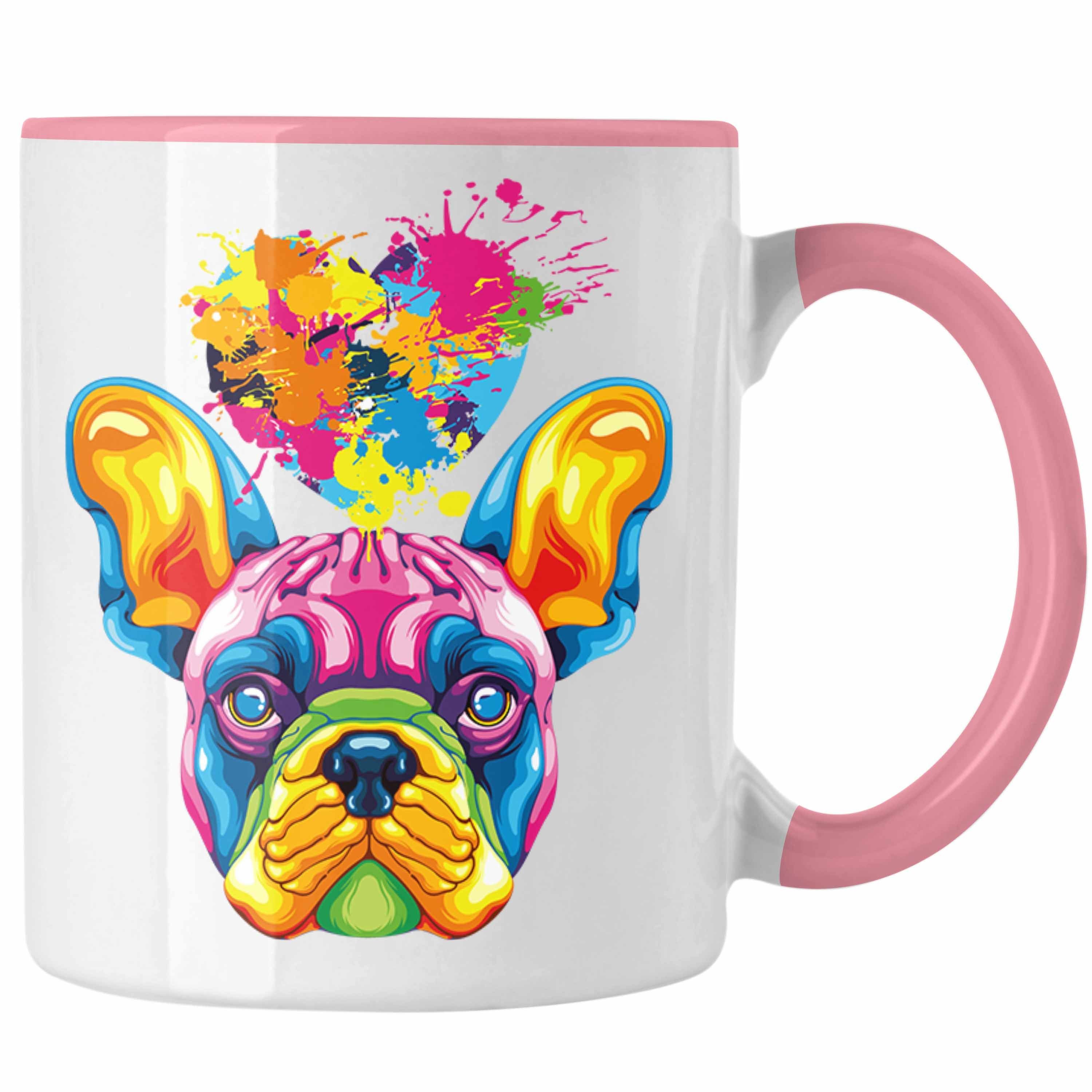 Trendation Tasse Französische Bulldogge Herz Farbe Besitzer Tasse Geschenk Lustiger Spr Rosa