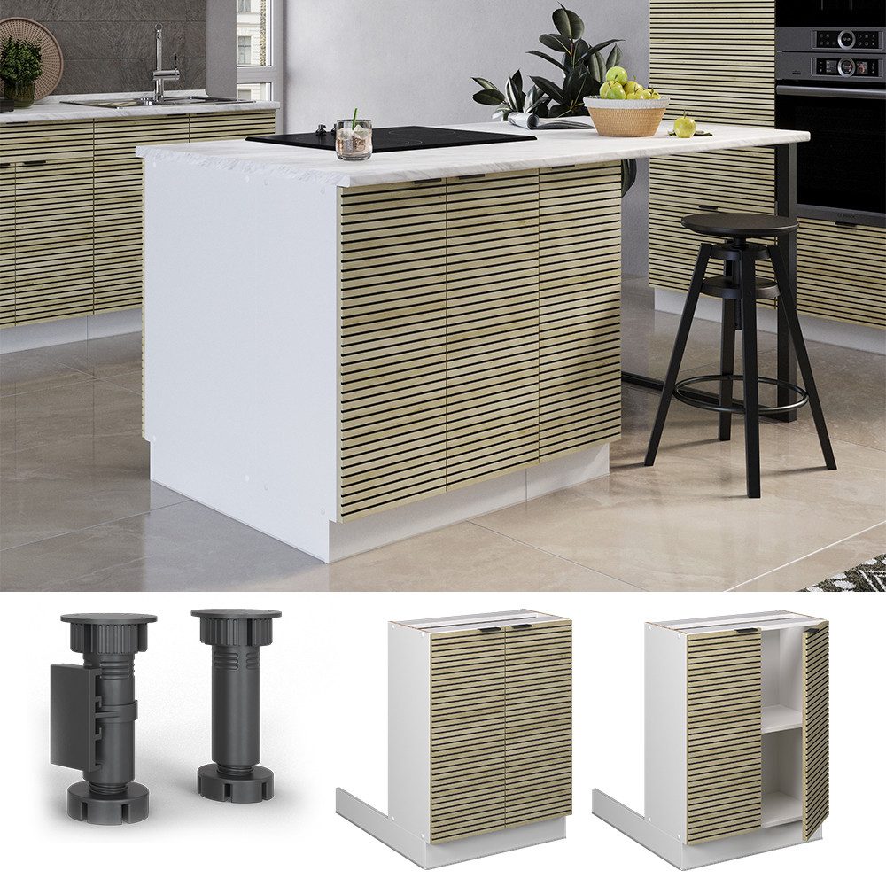 Vicco Unterschrank Fame-Line, Eiche Paneel/Weiß, 60 günstig online kaufen