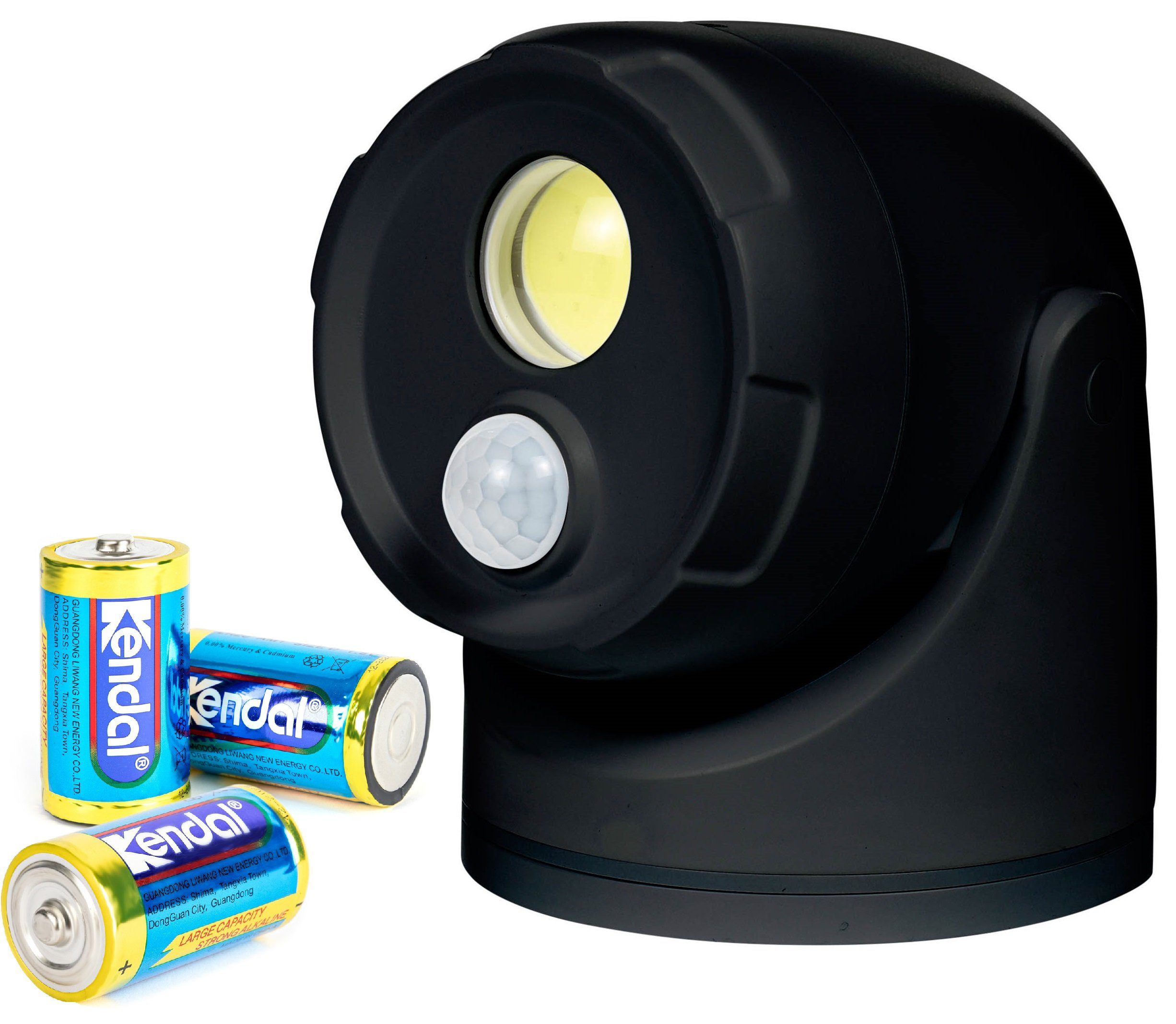 Batterie Strahler Schwarz Spot Flutlicht mit Bewegungsmelder Northpoint LED D-Batterien Batterie inkl. Wandstrahler