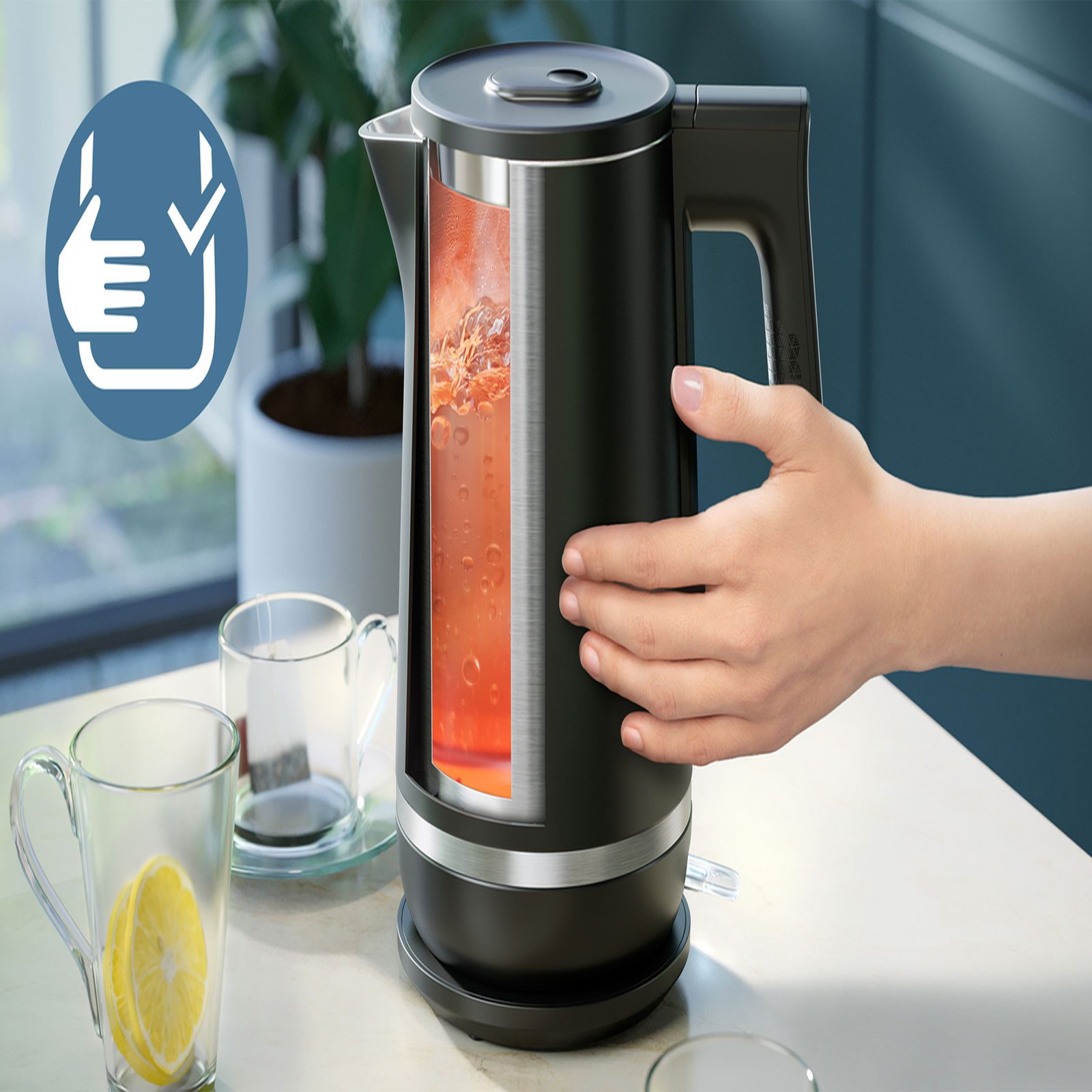 Philips Wasserkocher HD9395/90, Edelstahl, 2.200 W, Leistungsstark, 220-240 V