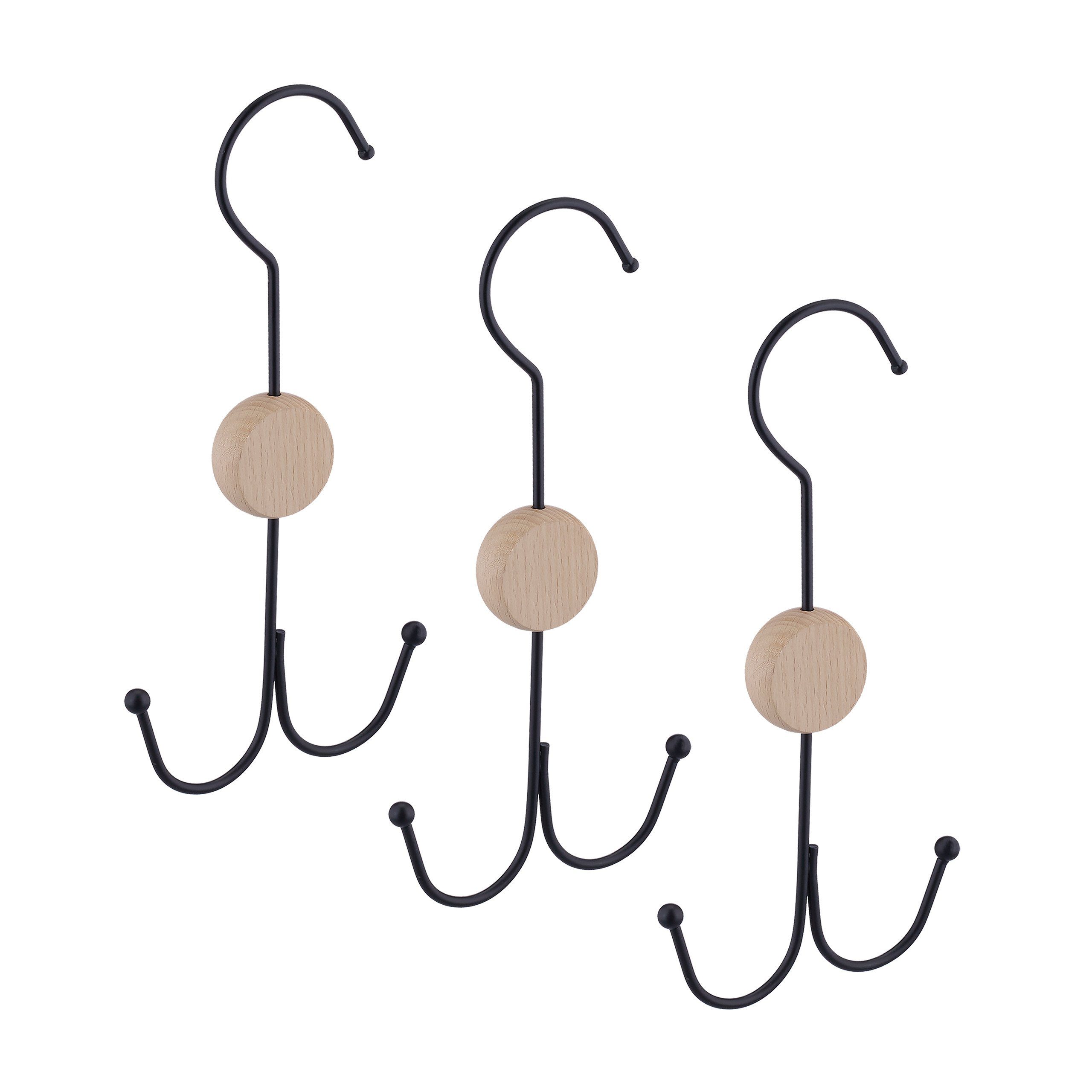 relaxdays Gürtelbügel Gürtelhalter 3er Set, schwarz