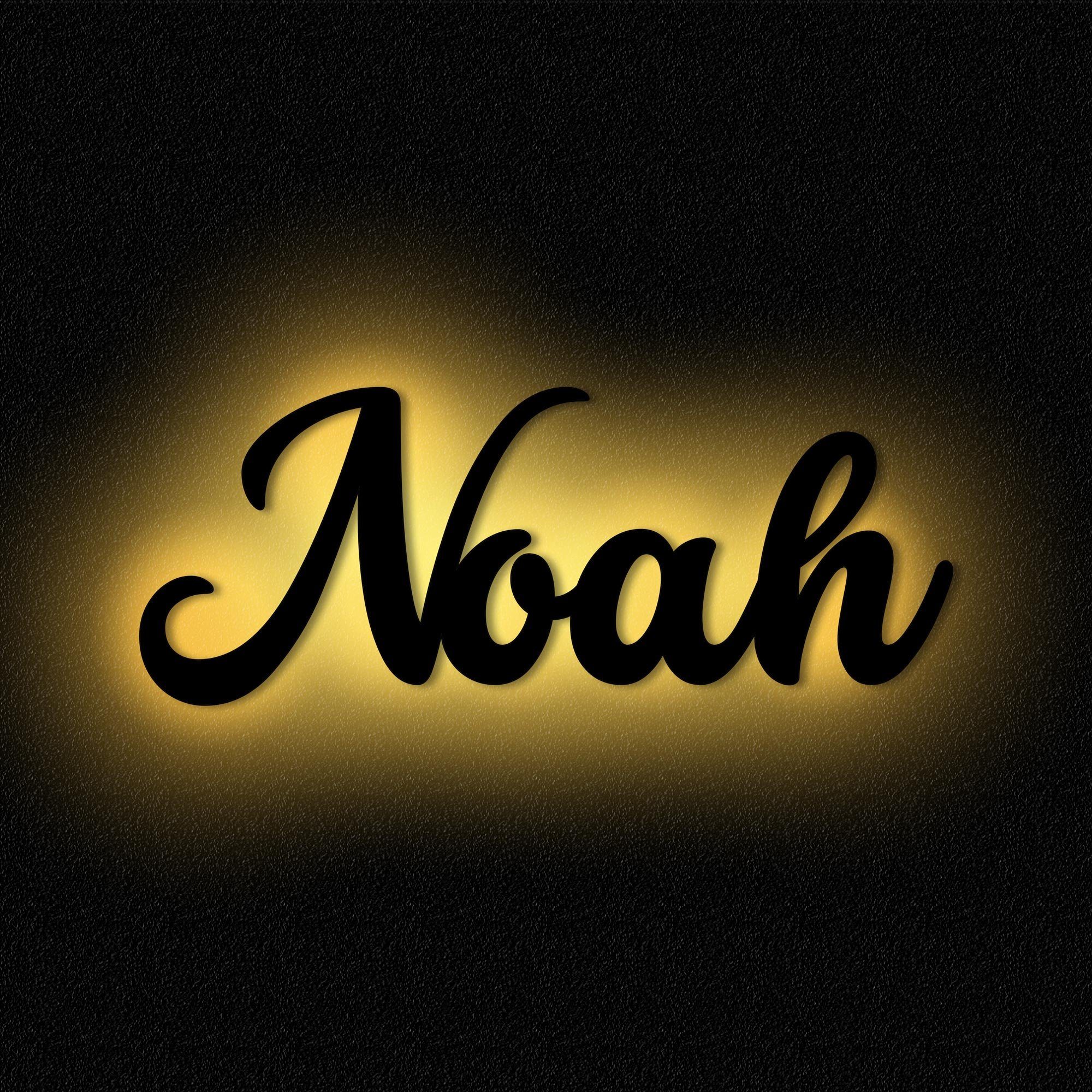 Namofactur LED Dekolicht Name Noah Deko Licht Kinder & Erwachsene Wandlampe I MDF Holz, LED fest integriert, Warmweiß