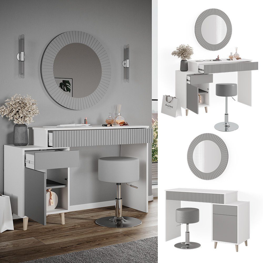 Vicco Schminktisch Arles, Weiß/Grau, 120 cm günstig online kaufen
