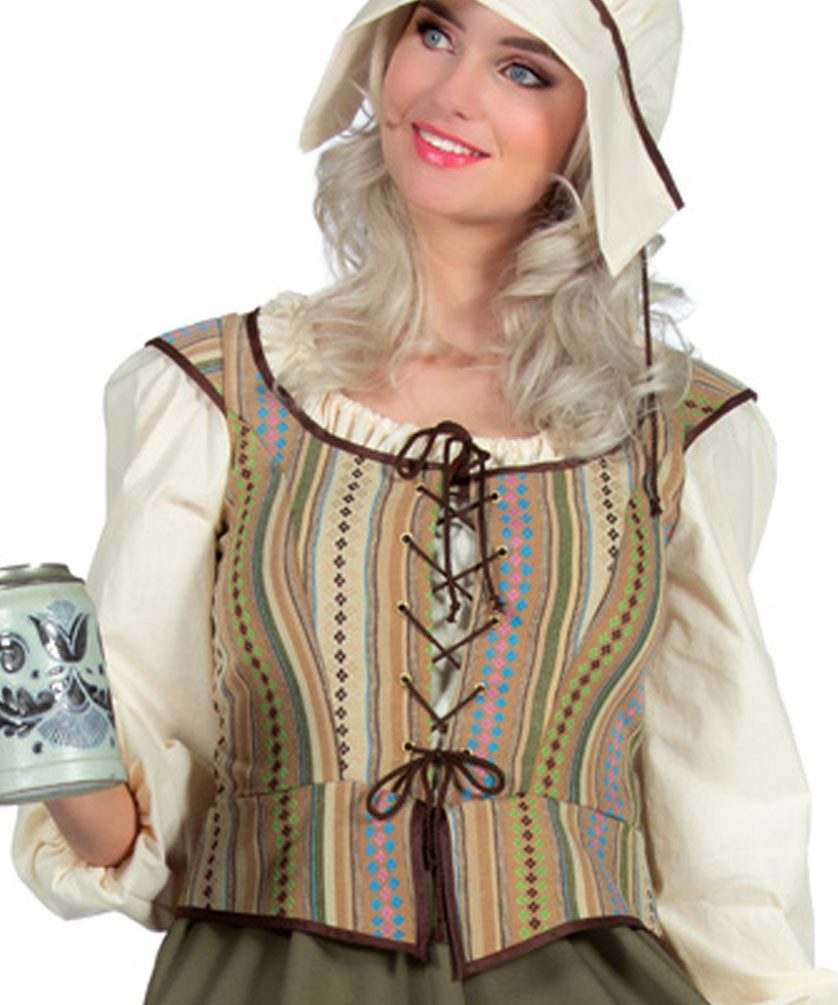 Karneval-Klamotten Kostüm Mittelalter Freifrau Magd Damenkostüm, langes Mittelalterliches Kleid Frauenkostüm Partnerkostüm hochwertig