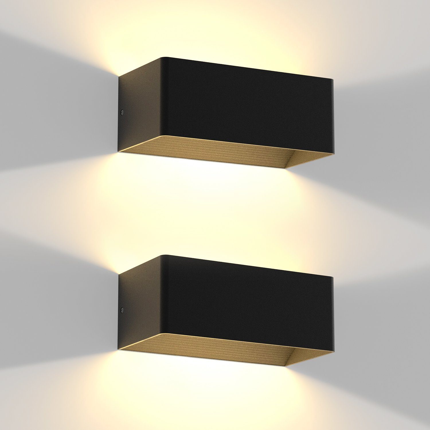 ZMH Modern LED Wandlampe Wandleuchte Schlafzimmer, Schwarz 3000k, - Außenwandleuchte Wasserdicht