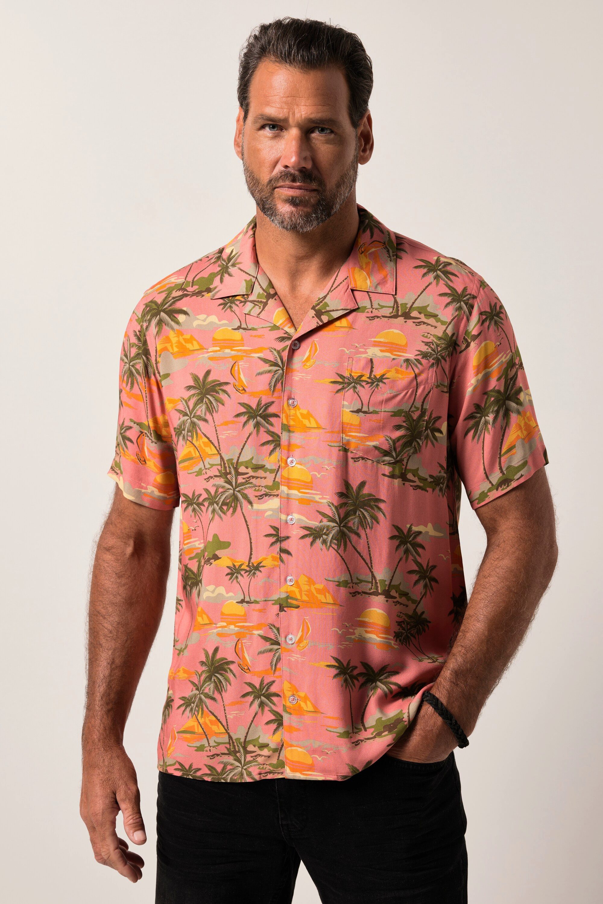 JP1880 Kurzarmhemd JP1880 Viskose-Hemd Halbarm Cuba-Kragen Cuba-Fit günstig online kaufen