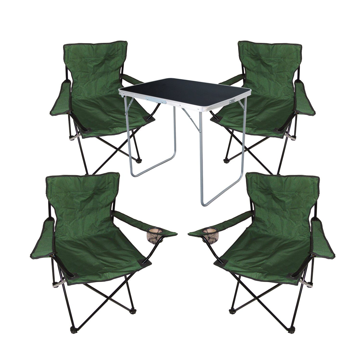 Mojawo Essgruppe 5-tlg Camping Set Gartenmöbel Campingtisch + 4xCampingstuhl Klappstuhl