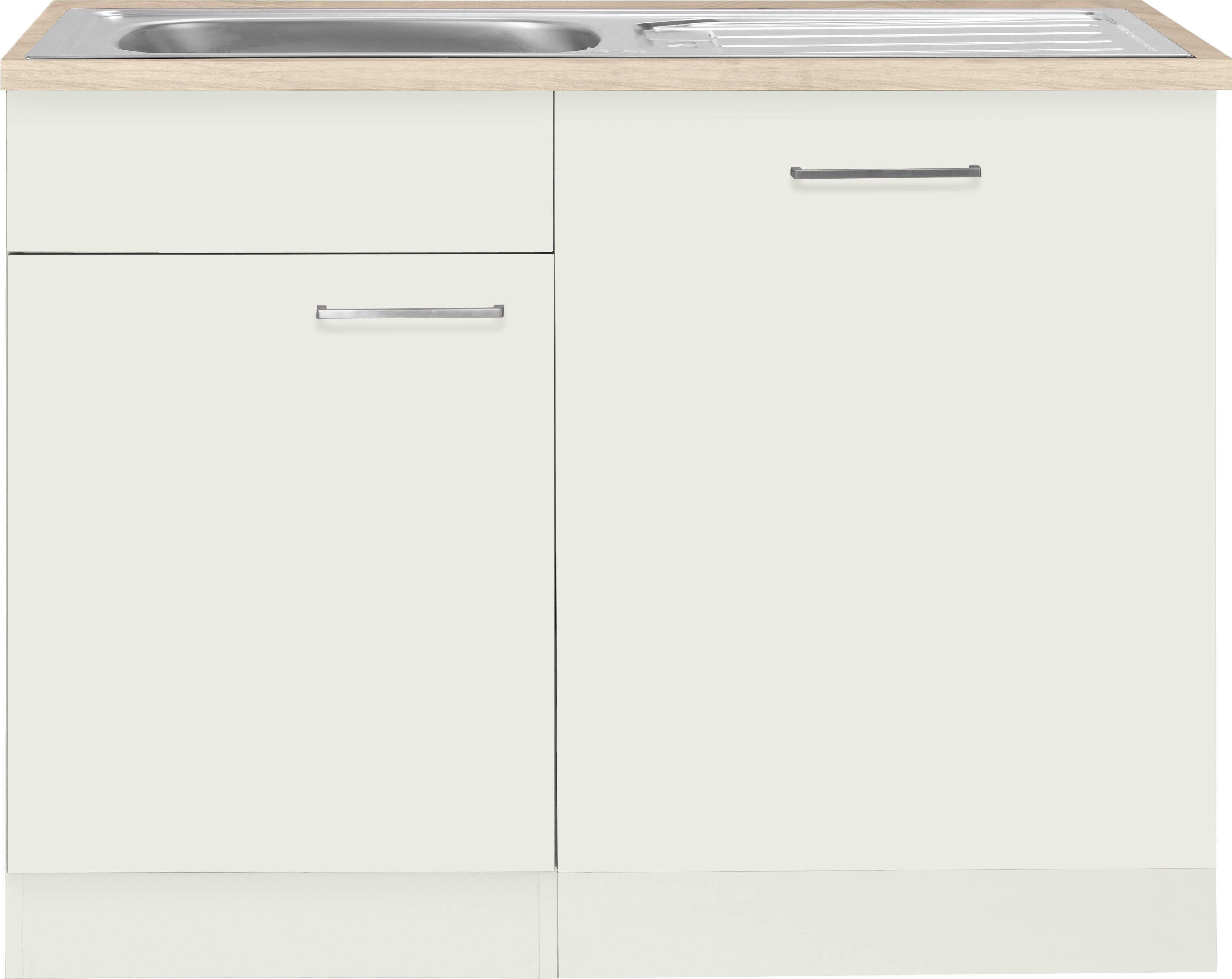 wiho Küchen Spülenschrank Zell Breite 110 cm, inkl. Tür/Sockel für Geschirrspüler weiß/weiß