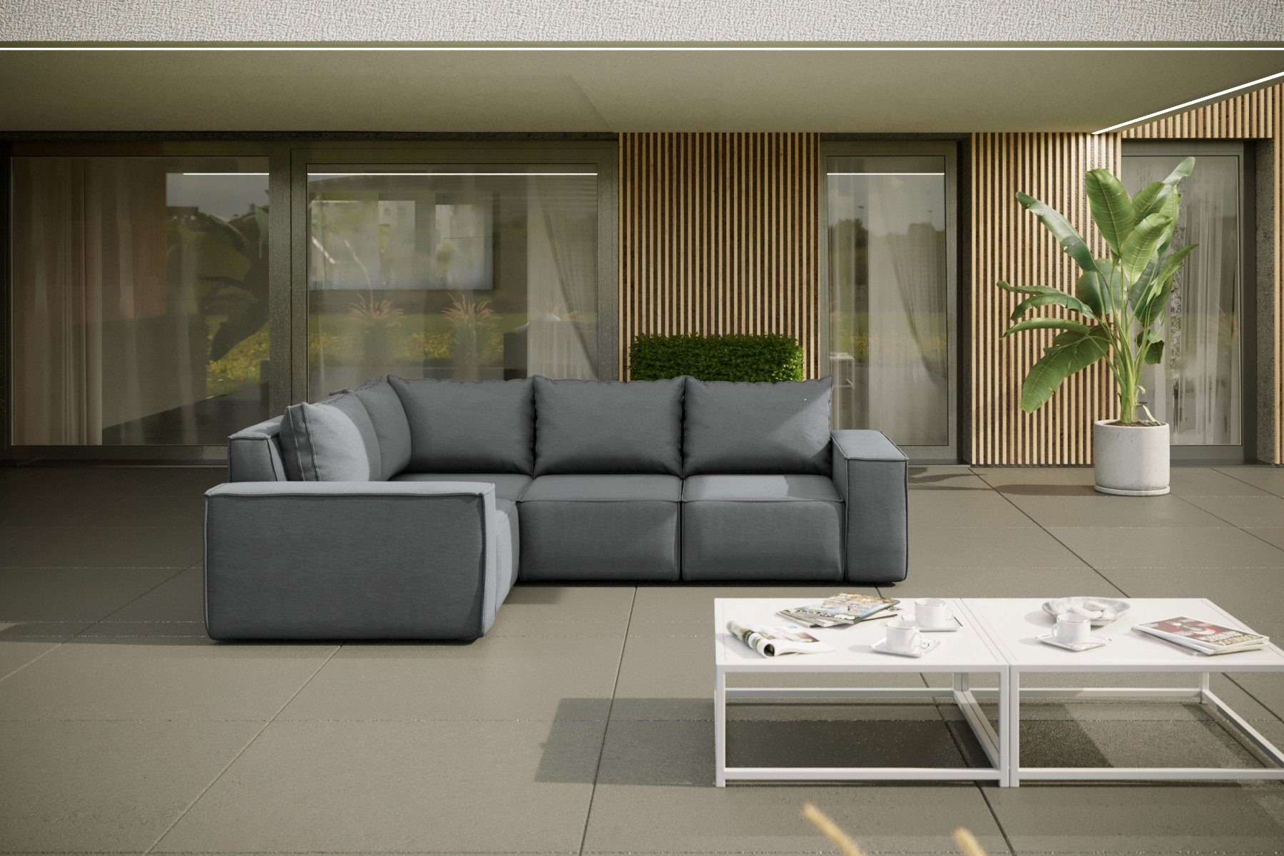 Fun Möbel Loungesofa Gartenmöbel Ecksofa GARDENT, wetterfester Stoff NXL günstig online kaufen