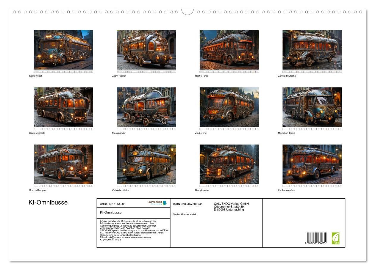 Thumbnail - CALVENDO Wandkalender KI-Omnibusse (Wandkalender 2026 DIN A2 quer), CALVENDO Monatskalender