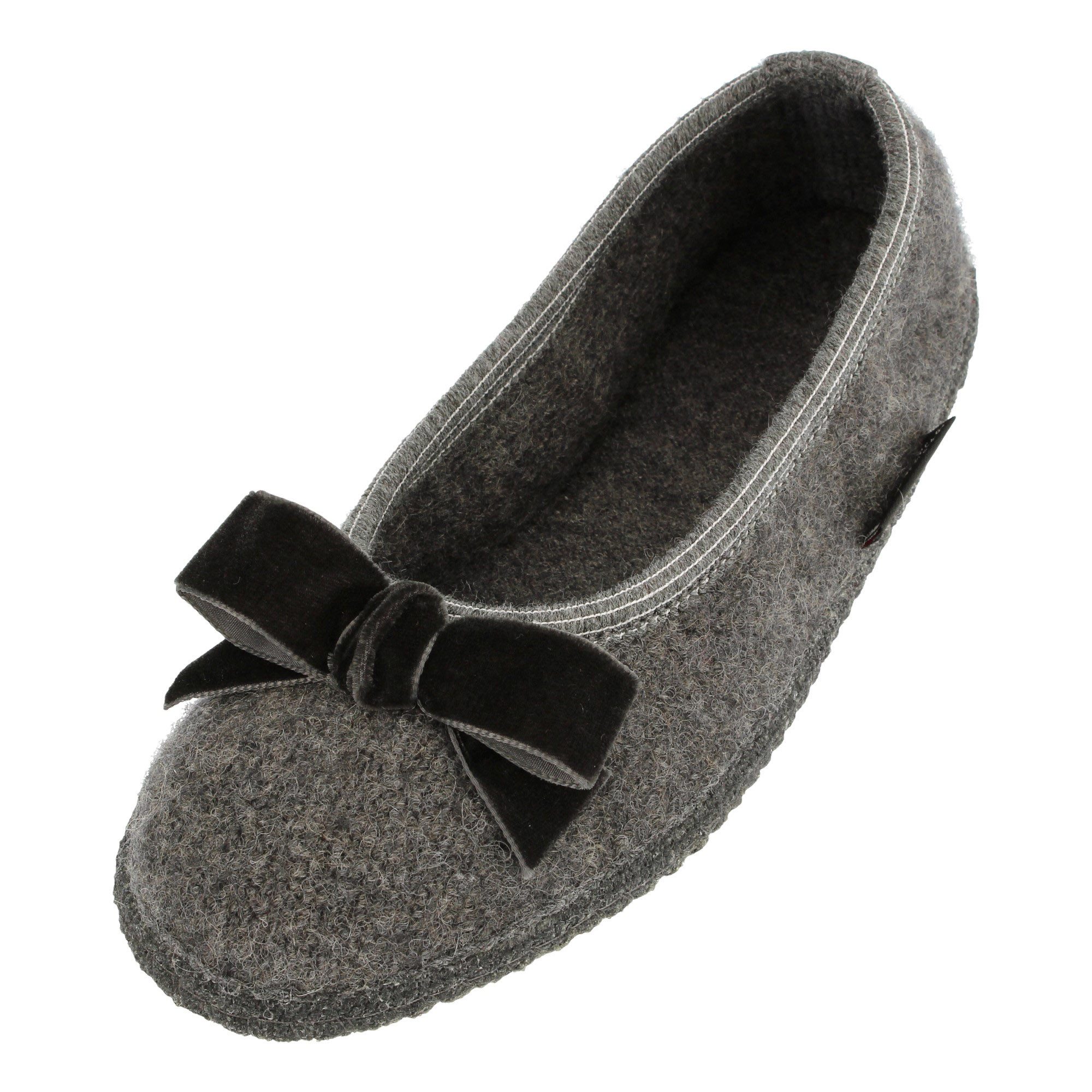 Haflinger Slipper Fiocco Filzpantoffel Hausschuh Ballerina aus Wollwalkstoff Hausschuh