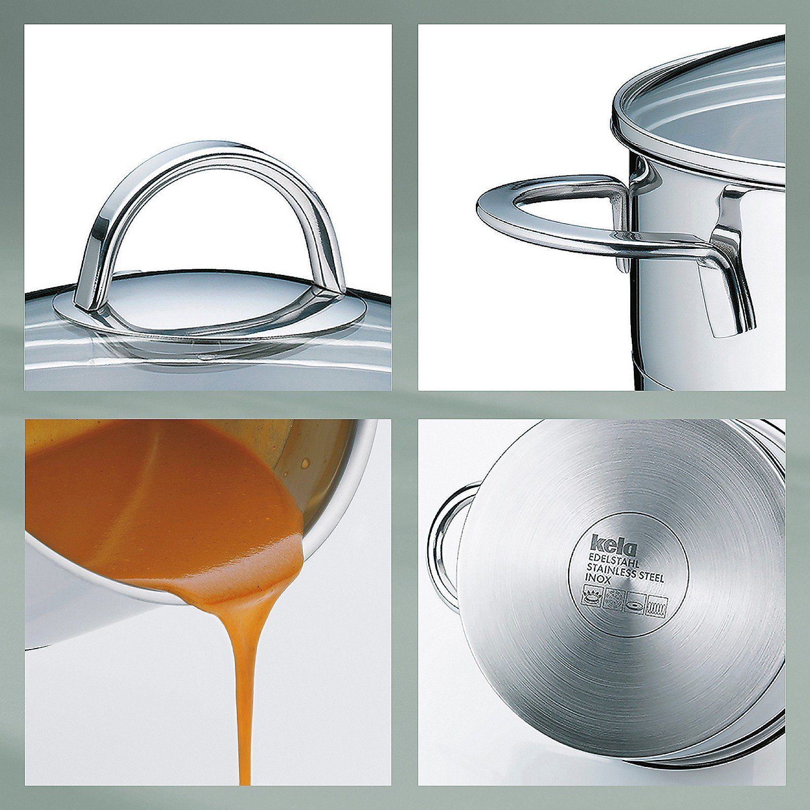 kela Gemüsetopf Cailin, Glasdeckel mit Edelstahlgriff, -180°C backofenfest, spühlmaschinenfest