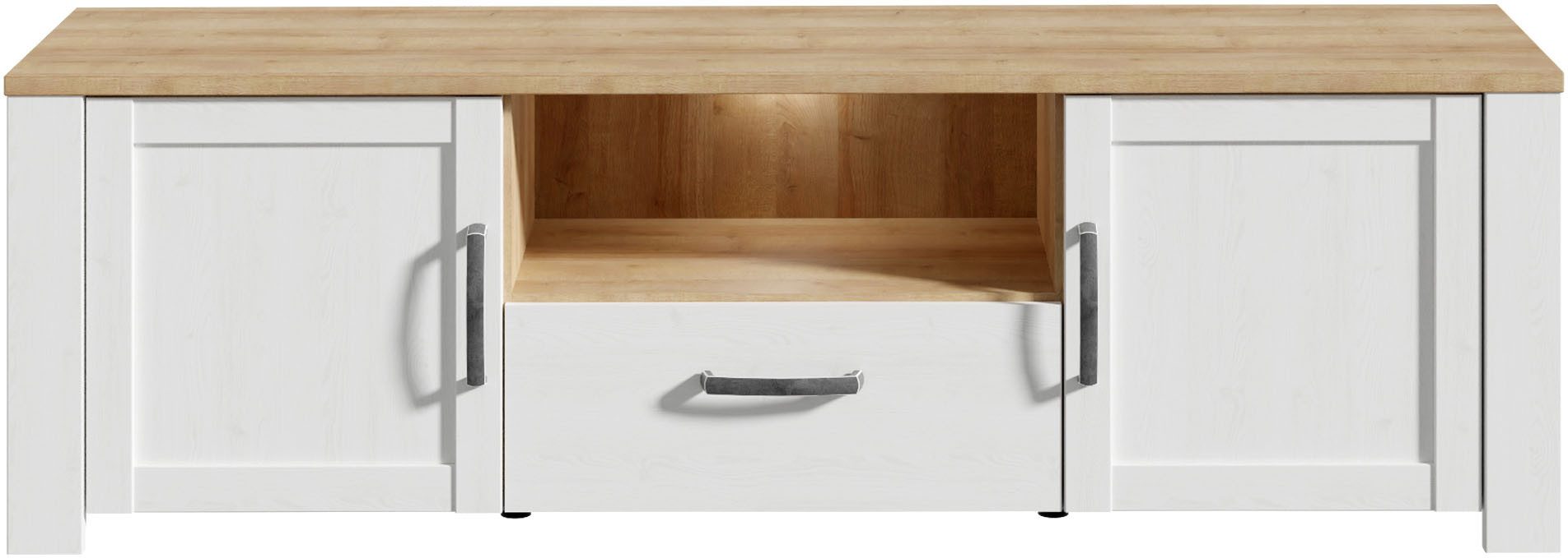 FORTE TV-Board Bohol TV-Schrank, Stauraum, 2 farbiges Dekor, landhaus, B/H/T 166,1/51,8/42cm, 2 Türen, 1 SK