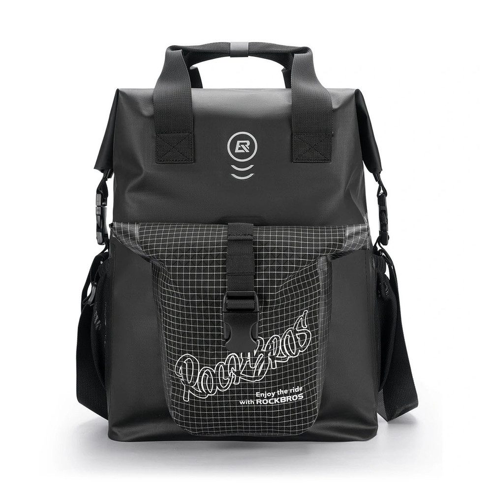 ROCKBROS Lenkertasche Fronttasche Faltradtasche Umhängetasche (Spar-Set, 1-tlg., 29 x 37 x 18 cm robust), 18 l, Rollverschluss, Schnellmontage, Schultergurt