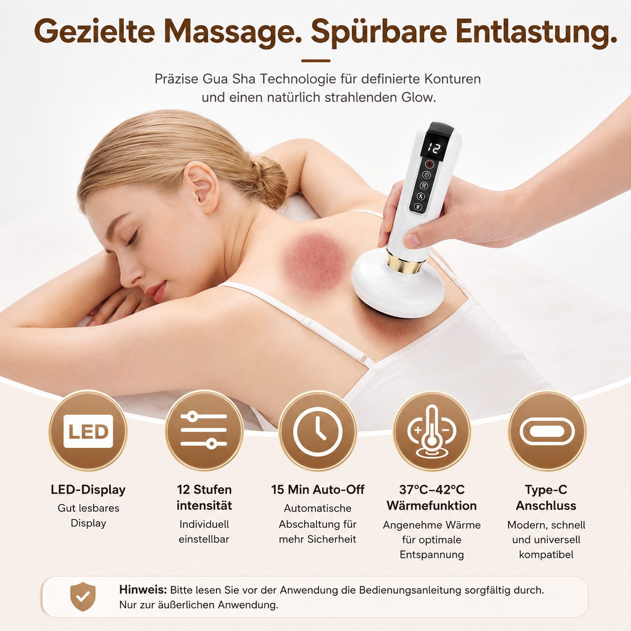 ibettertec Massagegerät 2 in 1 GuaSha Schröpfgerät & Heizfunktion,Anti-Cellulite-Massagegerät, 12-stufige Rotlicht-Wärme, für Bauch, Beine,Arme & Po,12-STUFIGE SAUGKRAFT, mit ätherischen Ölen,Elektrisches Handmassagegerät