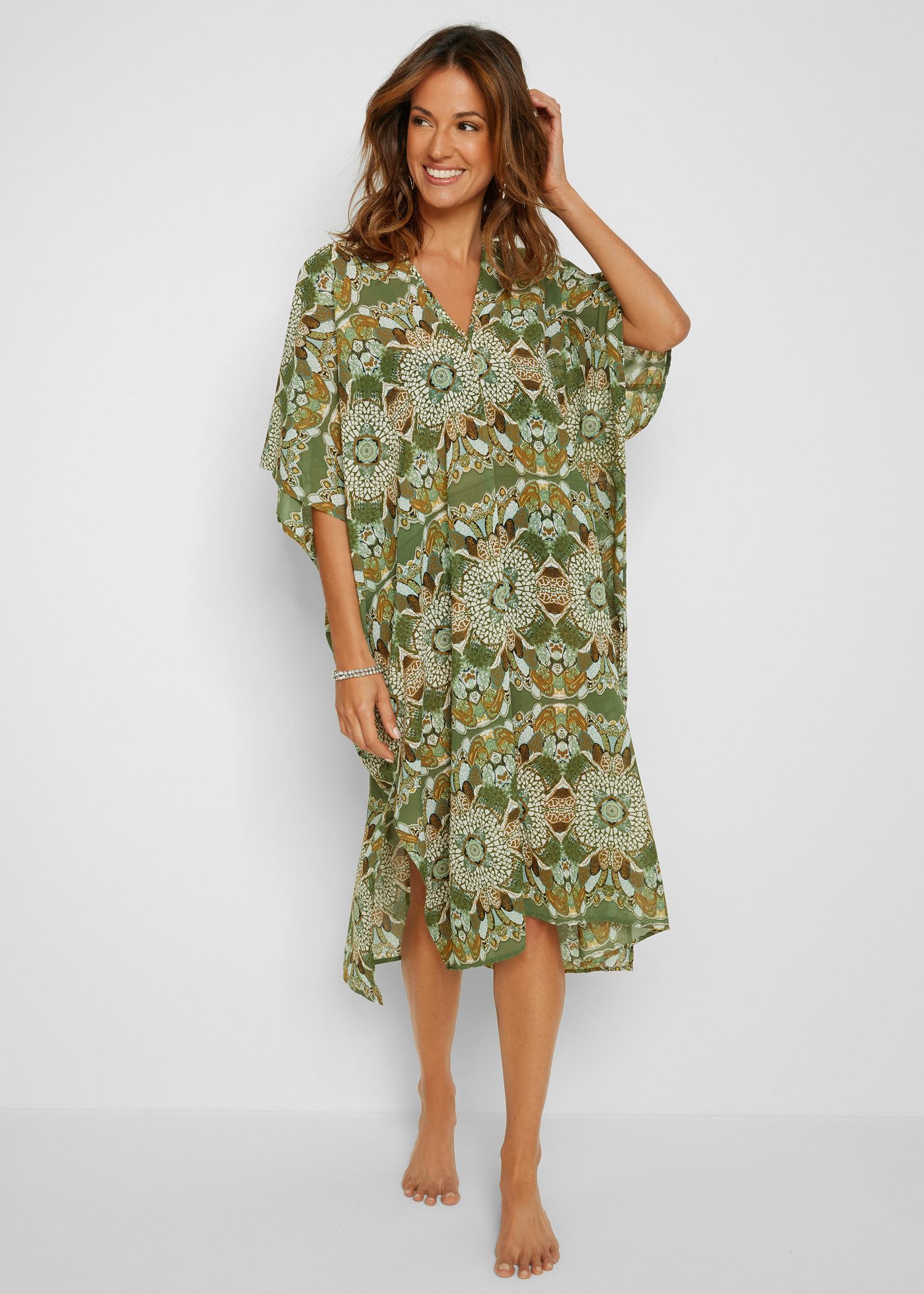 bonprix Tunikakleid für Frühjahr und Sommer, Strandkleid, aus Polyester, la günstig online kaufen