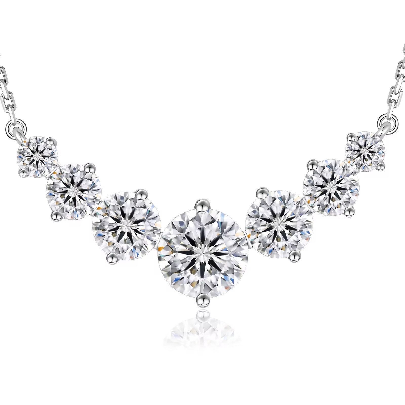 ROUGEMONT Collier Funkelnde Moissanit Damen Collier Halskette 925 Sterling Silber, Echtschmuck