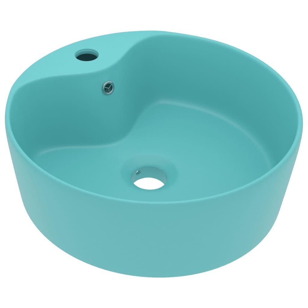 vidaXL Waschbecken NA Waschbecken Badezimmer Aufsatzwaschbecken mit Überlauf Matt Hellgrü