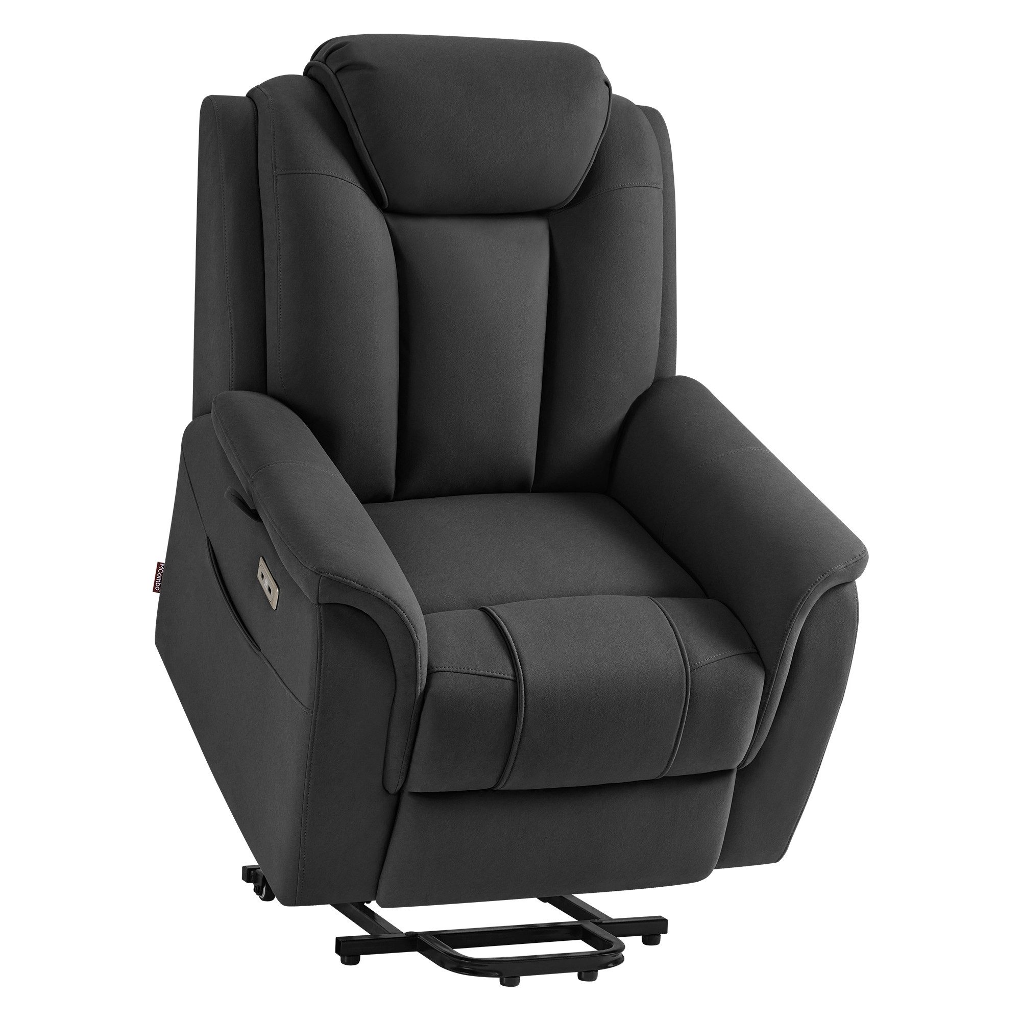 MCombo Relaxsessel M MCombo Fernsehsessel mit Aufstehhilfe, 2 Rollen für Mobilität, 7269, Verstellbare Kopfstütze, Massage & Heizung, 35D Vollschaum-Sitzkissen