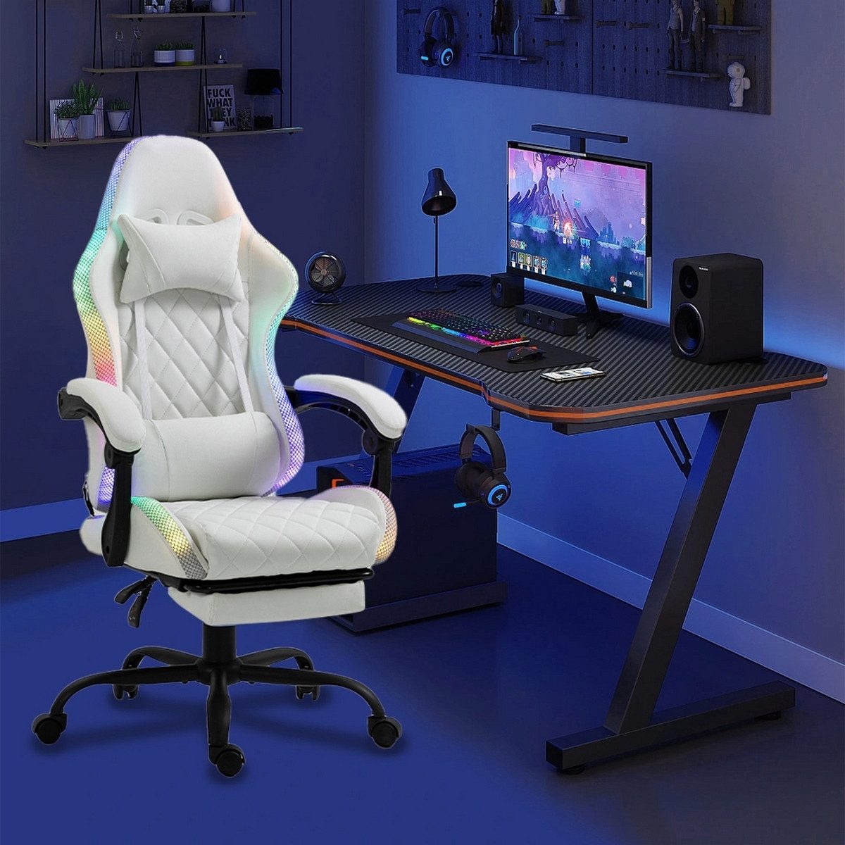 Delman Gaming-Stuhl Gaming Stuhl mit LED,RGB günstig online kaufen