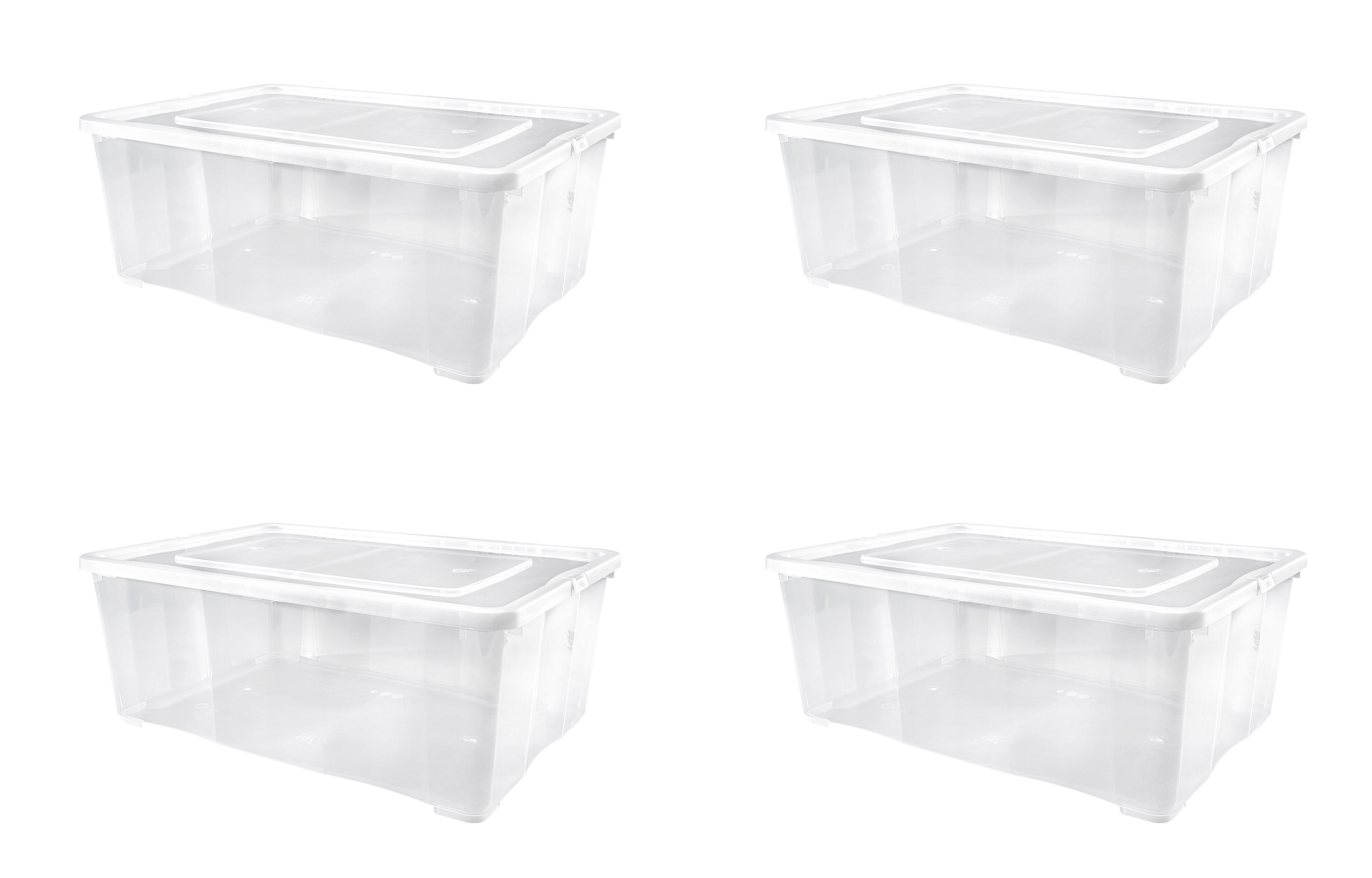 Gardissimo Unterbettkommode 4 er Set Unterbettboxen Сховищаsboxen Stapelboxen Kunststoff 25 L (Spar-Set, 4 Одяг і товари для боксу + Deckel), stapelbar / nestbar