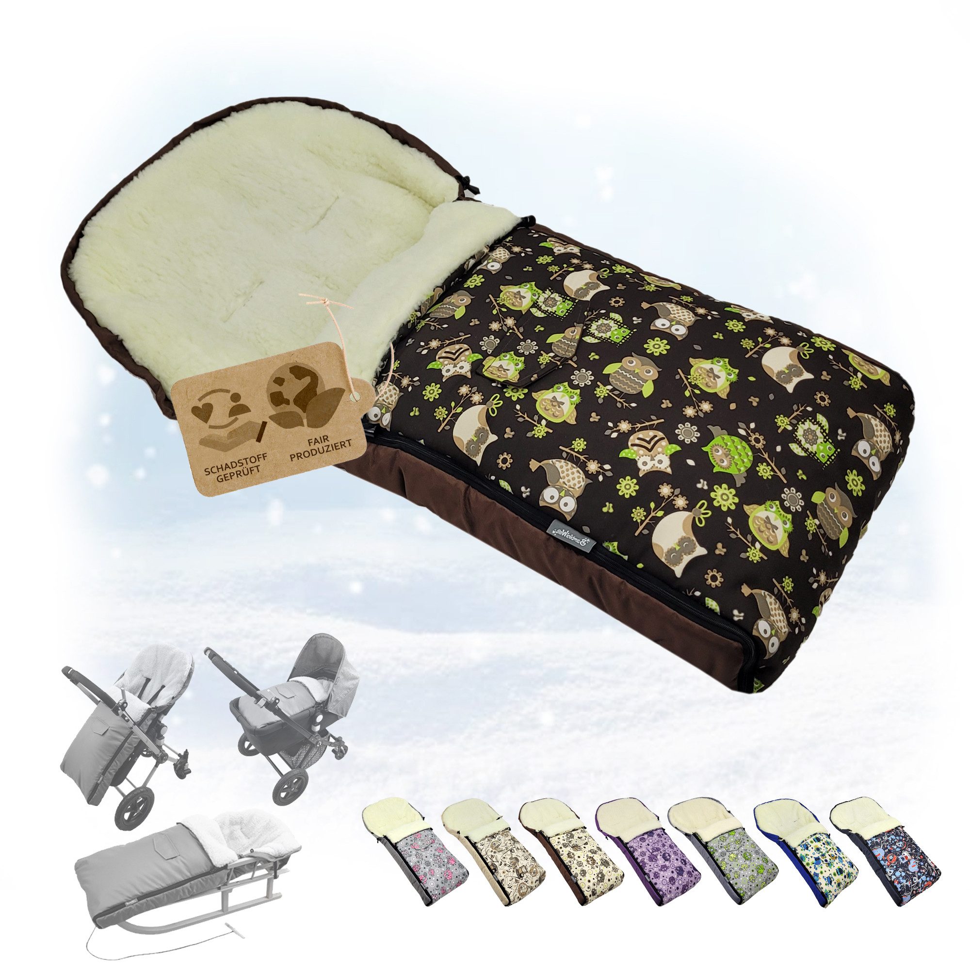 BambiniWelt by Rafael K. Fußsack Winterfußsack Babyfußsack Fußsack Kinderwagen Wolle universal 90cm