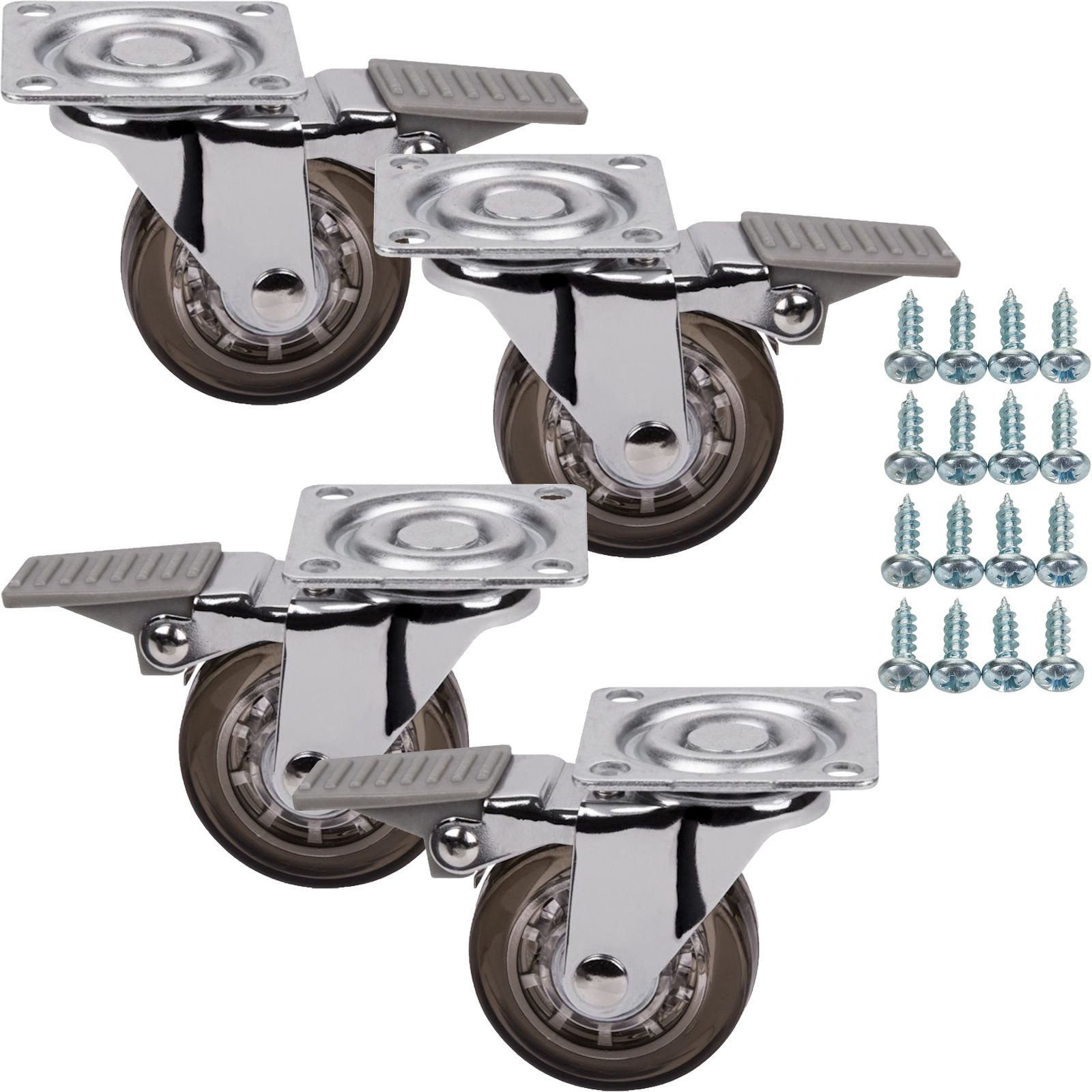SO-TECH® Möbelrolle Lenkrollen ULM Ø 50 mm inkl. Schrauben, belastbar bis 40 kg, (4-St), braun, mit Bremse (Feststeller)